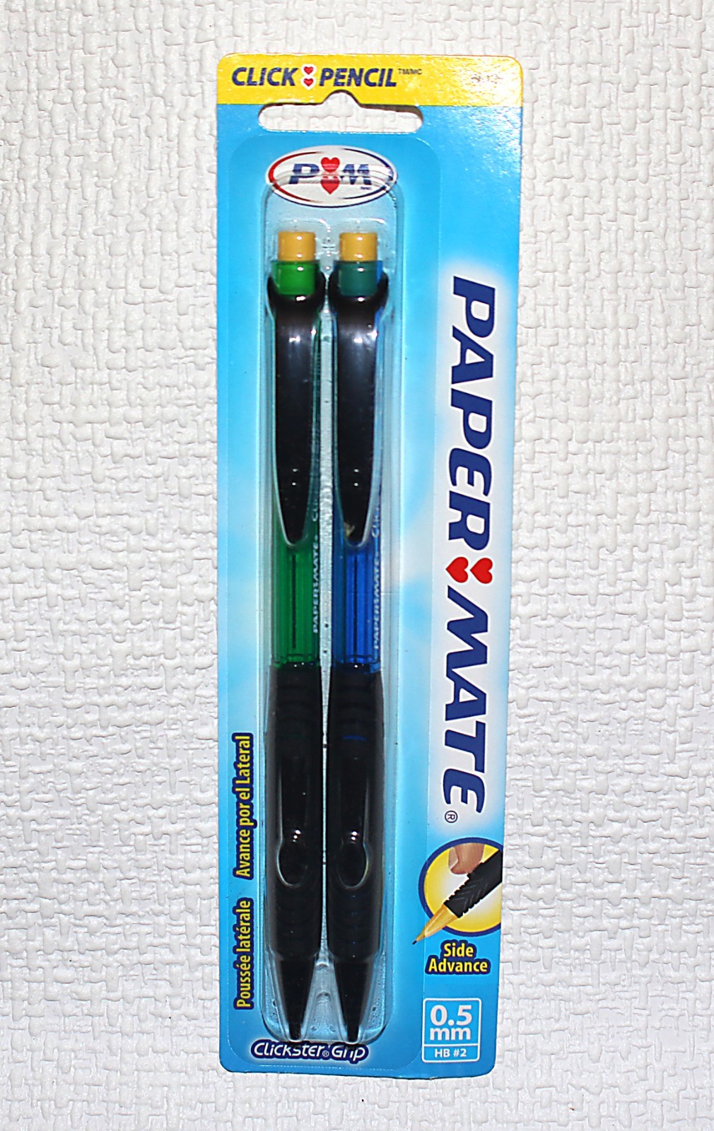 PAPER MATE Vintage Clickster Grip Mechanical Pencils 0.5mm Green Blue 2-Pack NOS