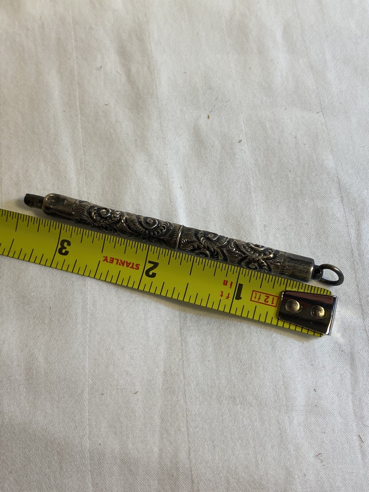 Vintage Sterling Silver Twist Pencil With Necklace Loop.