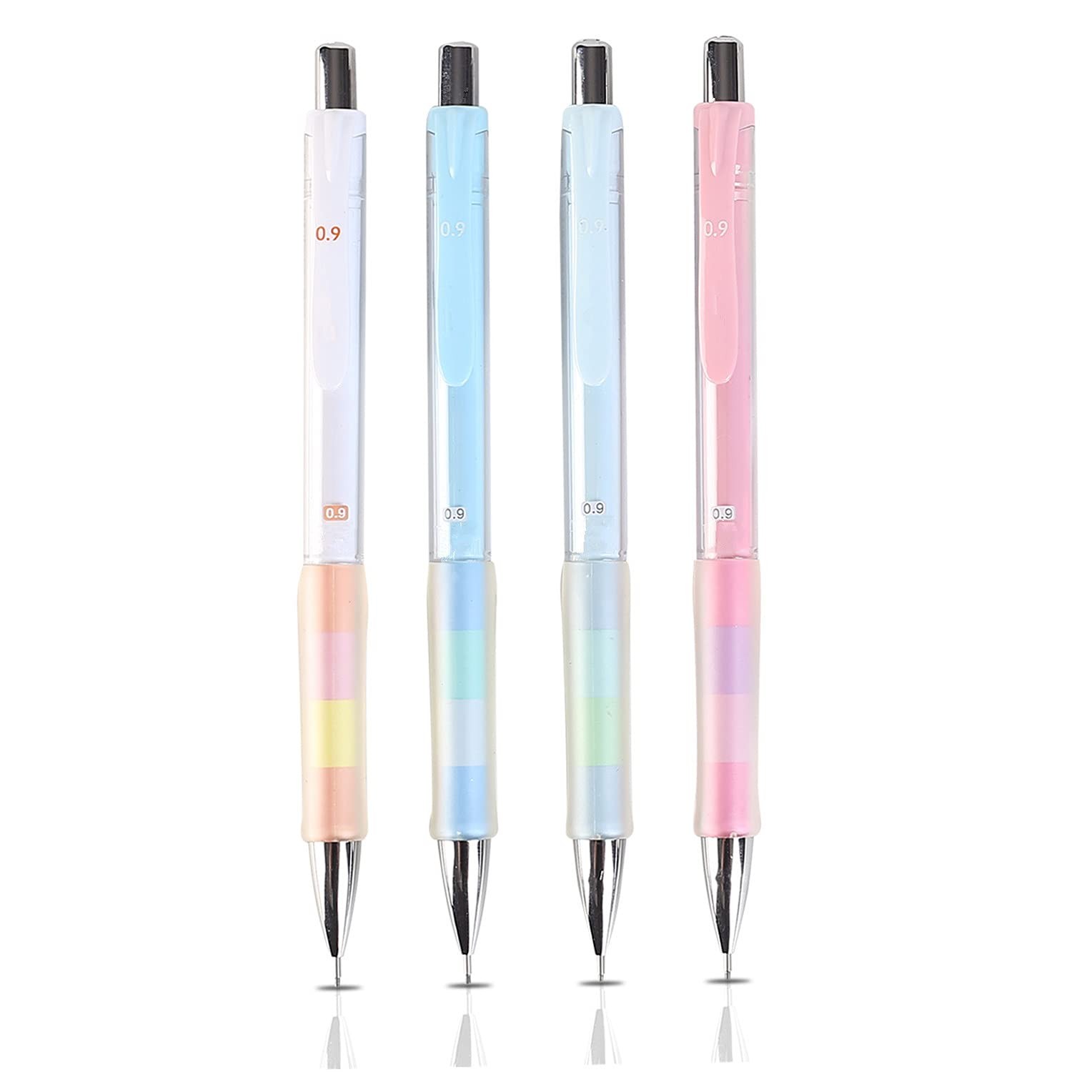 0.9mm Mechanical Pencil Set With 4 Pencils 4 HB Lead Refills 4 Erasers
