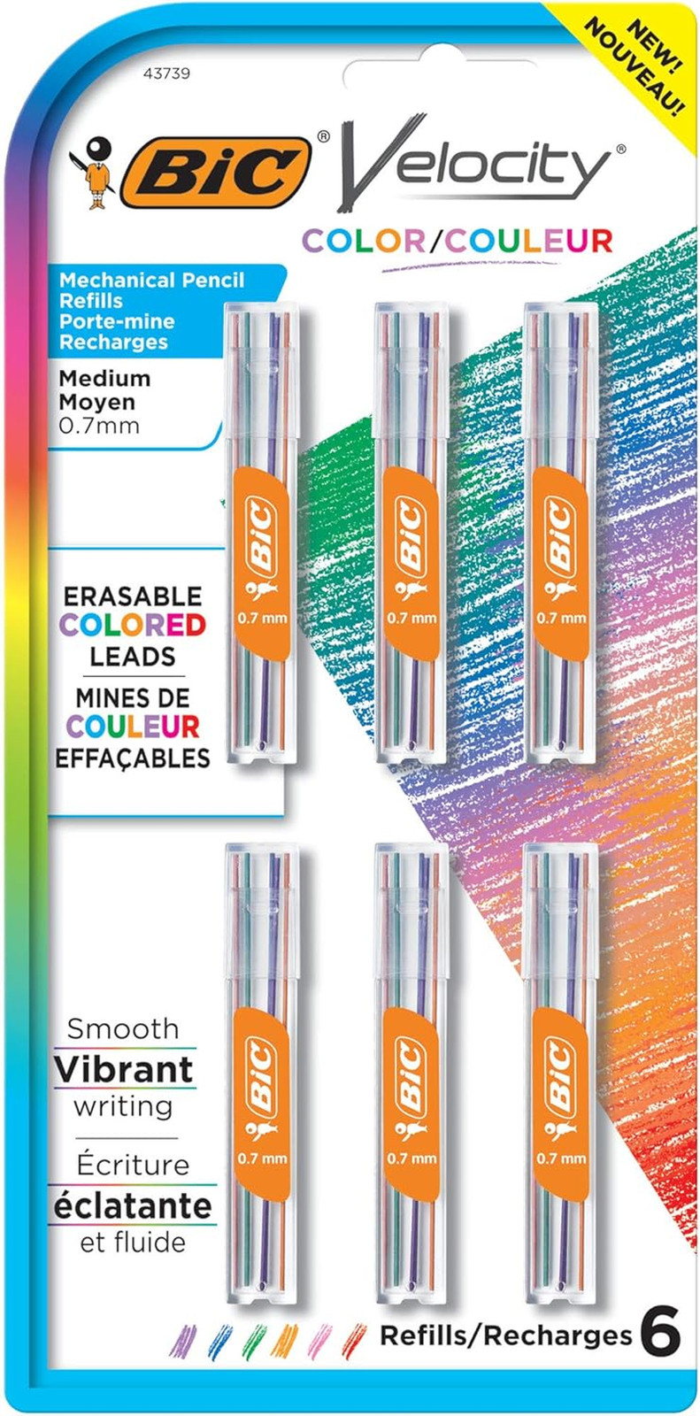 Velocity Colored Lead Mechanical Pencil Refills, Medium Point (0.7Mm), Assorted