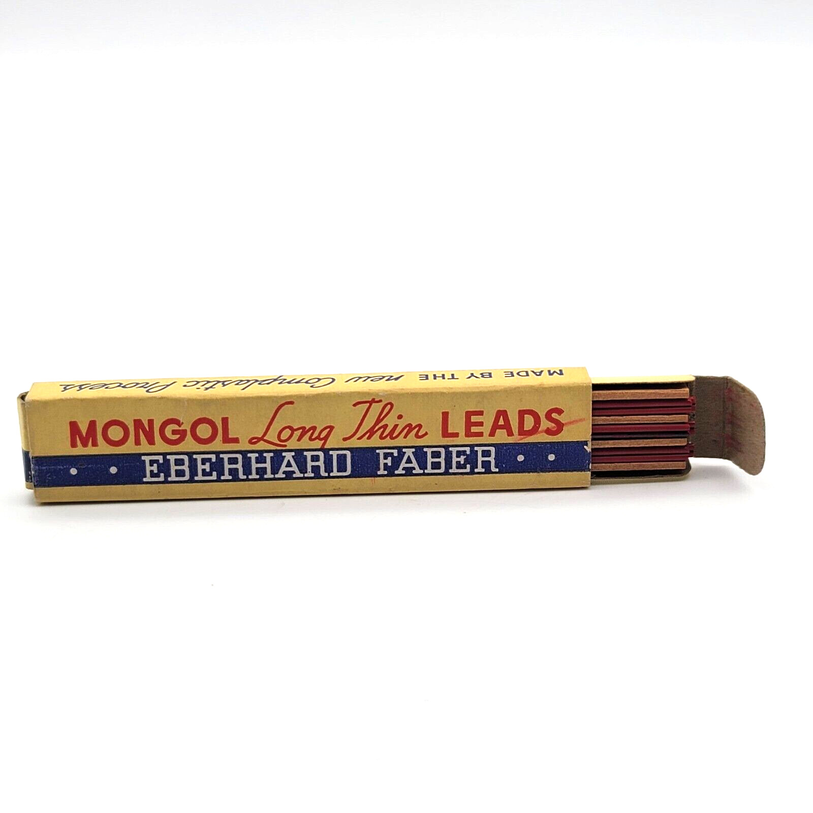 EBERHARD FABER Mongol Red Mechanical Pencil Lead 1.18mm 4″ NOS 12pk USA Vintage