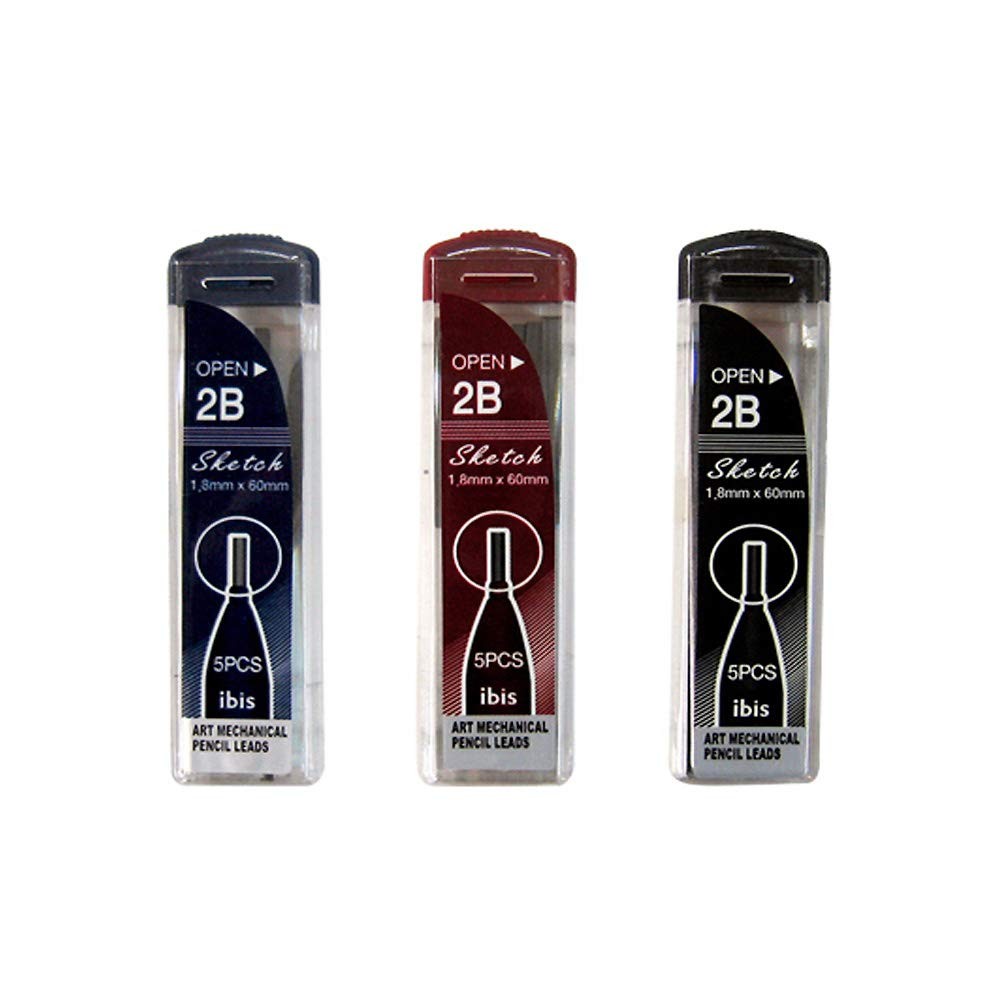 3-Pack 2B 1.8mm Art Mechanical Sketch Pencil Leads Set for Drawing Writing