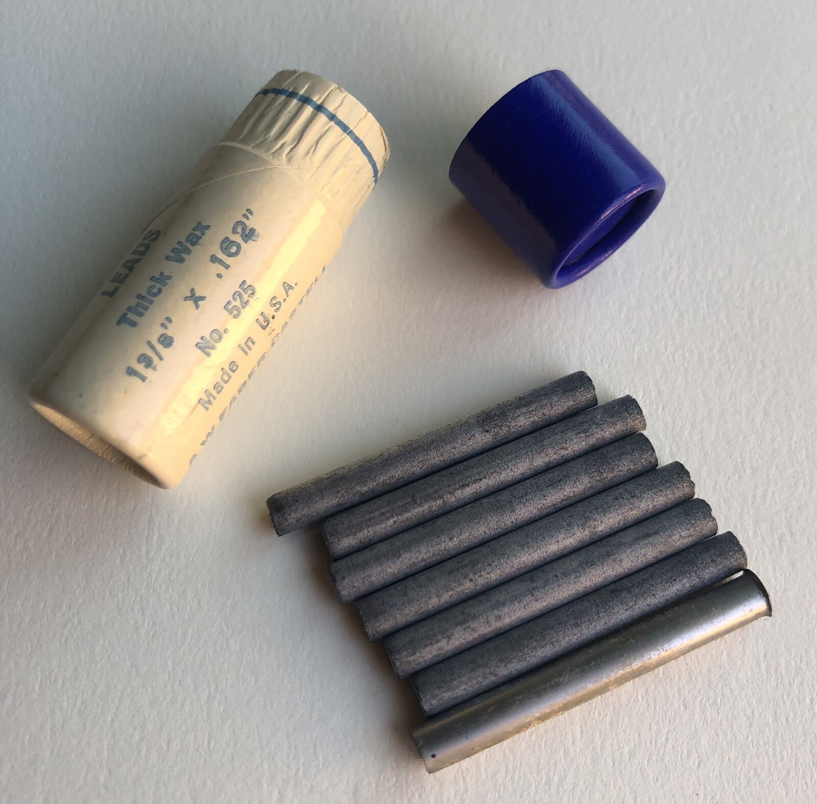 Vintage A. W. Faber Blue China Marking 4mm Leads NOS 6 Per Tube Extra Holder USA