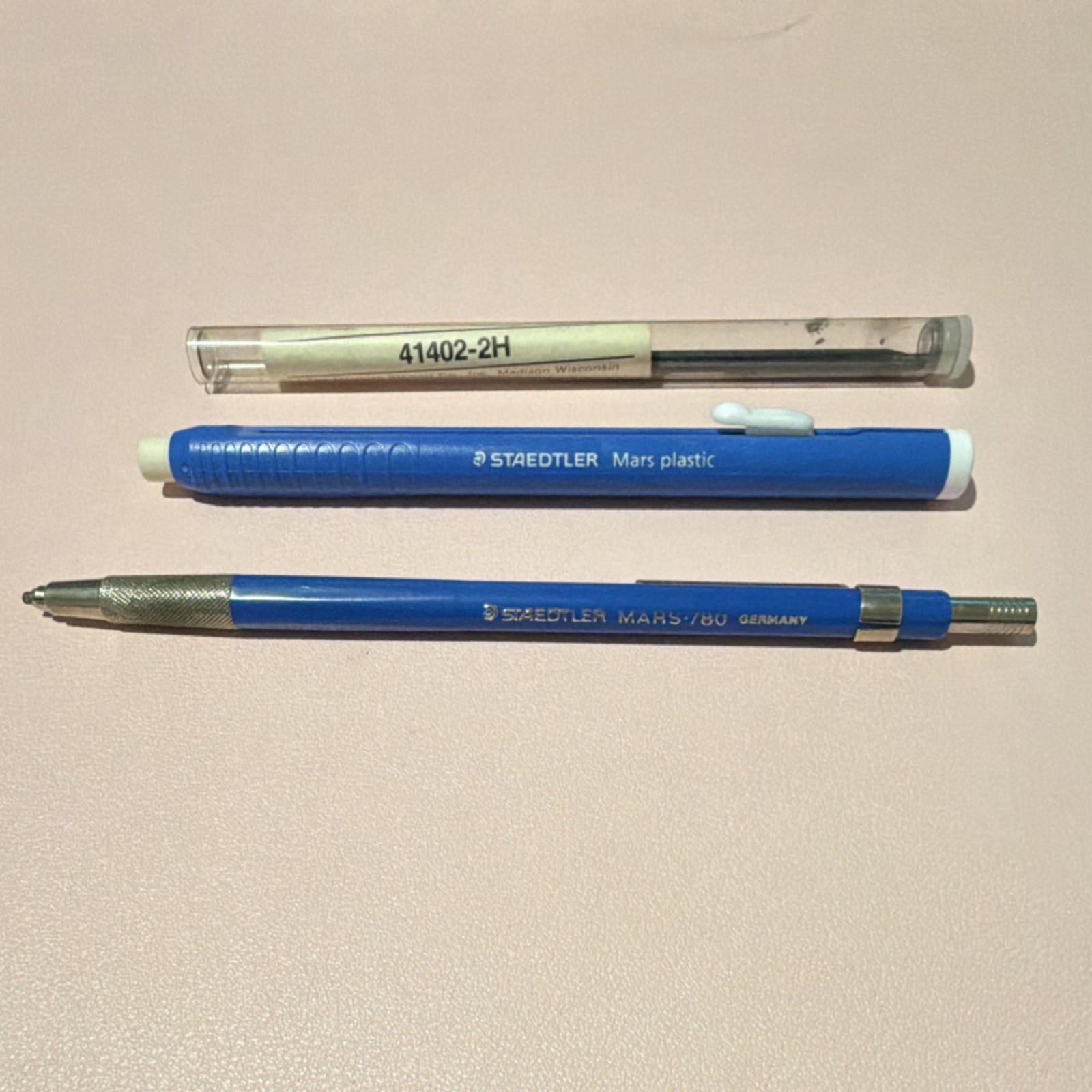Vintage Staedtler Mars 780 Drafting Leadholder Pencil Eraser & Lead Tube Lot