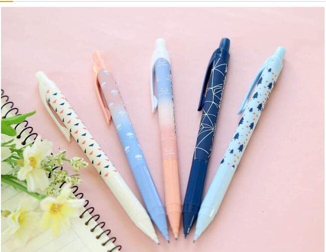 5 PCS Blue Series Mechanical Pencils, 0.7mm Black Lead, Automatic, Refillable