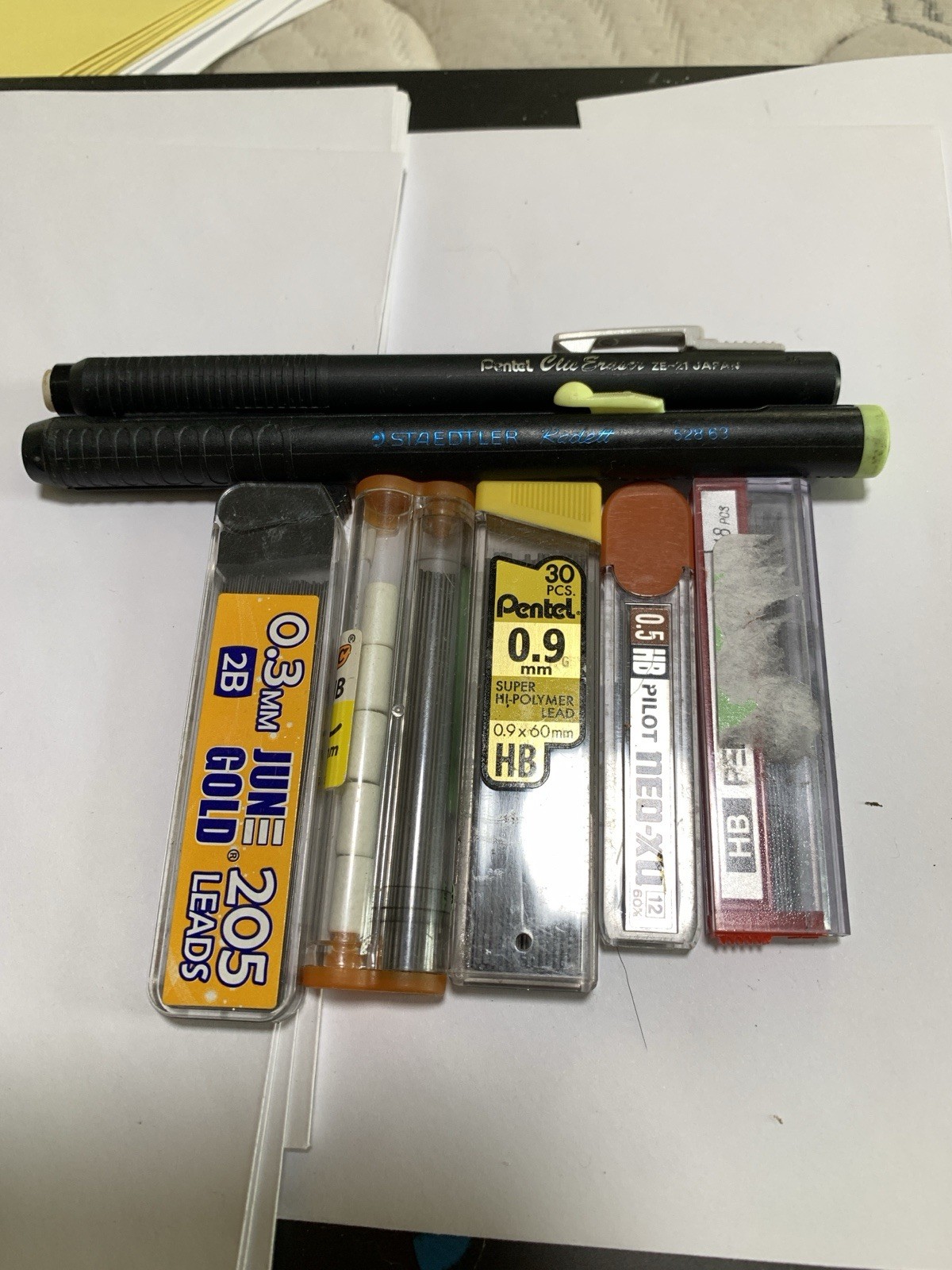 Vintage Mechanical Pencil Lot Erasers Leads Zebra Pentel Papermate Bic Parker