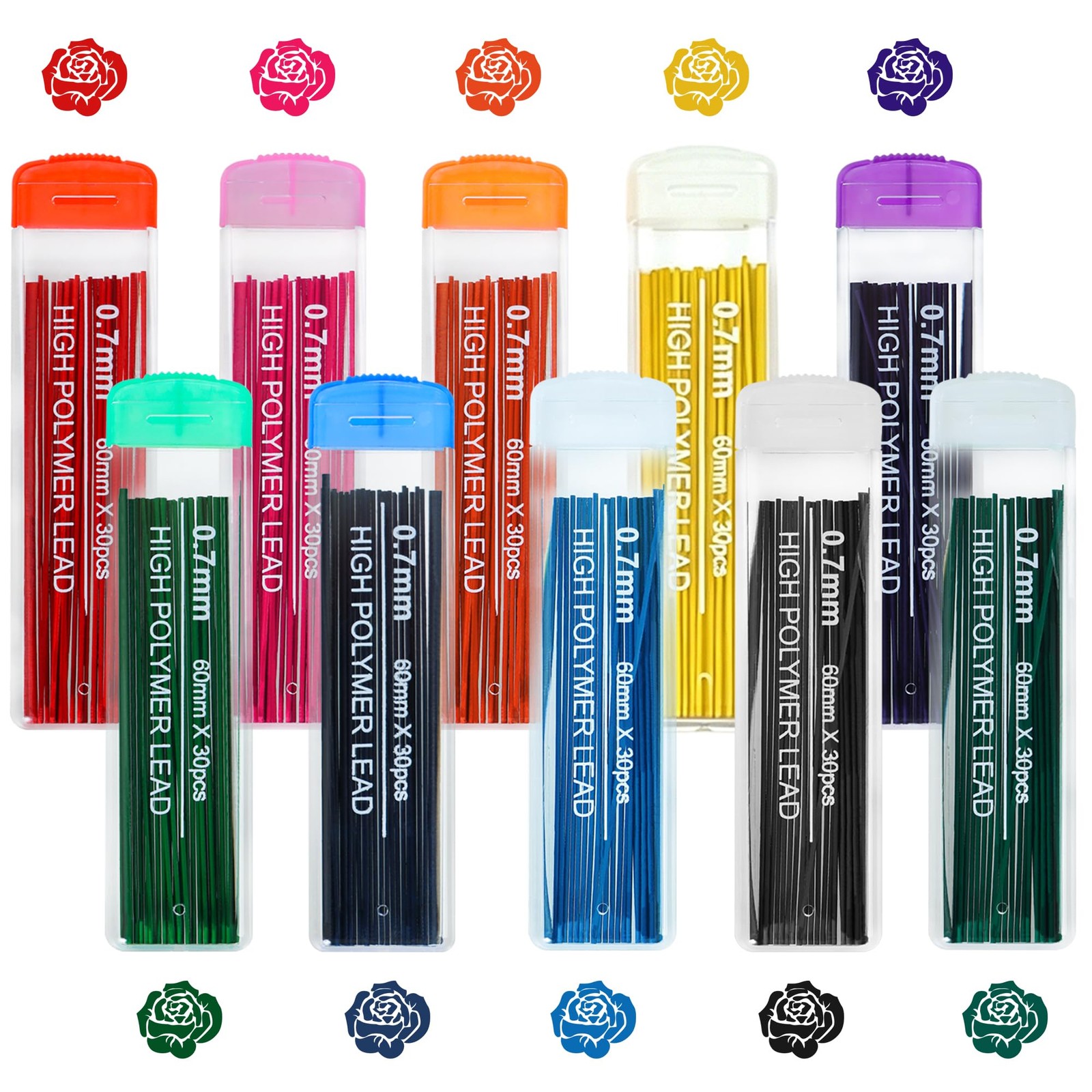 10-Color Erasable Mechanical Pencil Leads – 300 Pieces of Artistic Precision