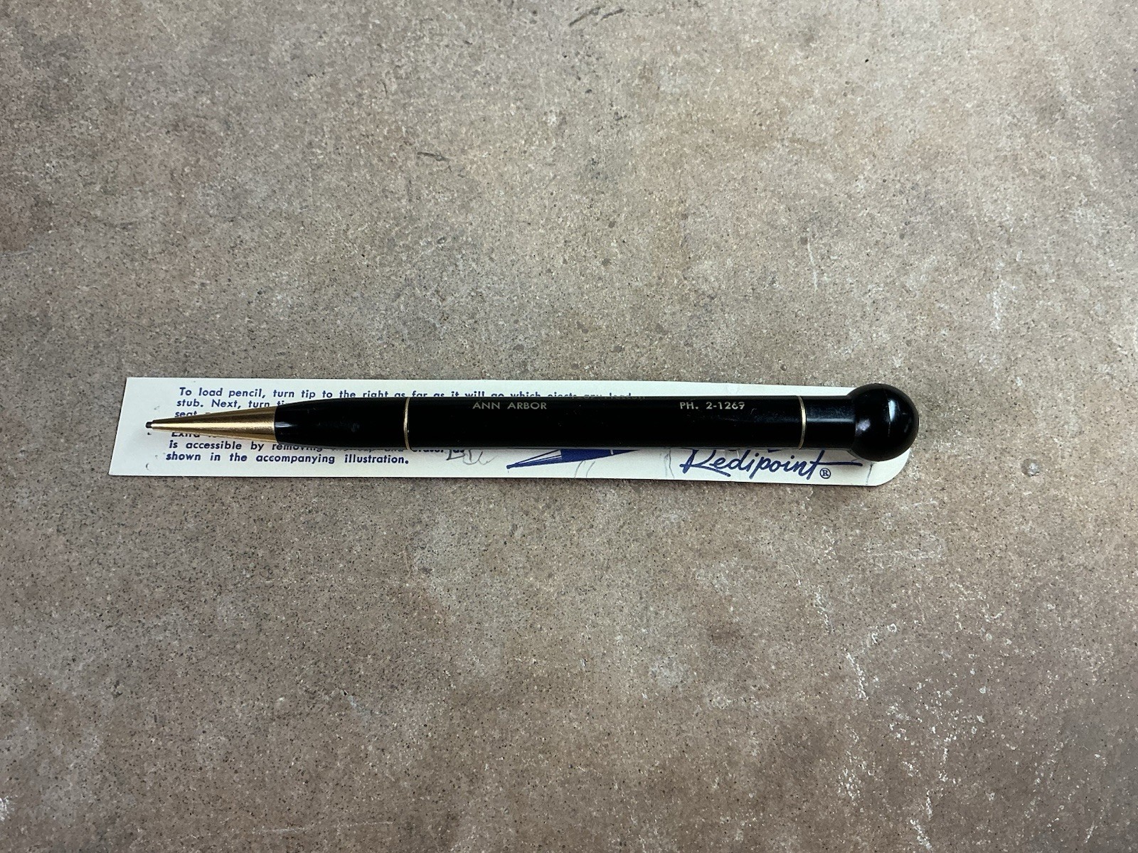 Vtg Ad Mechanical Pencil 8 Ball Cap, City Electric Ann Arbor Old Mail Tube 6¢