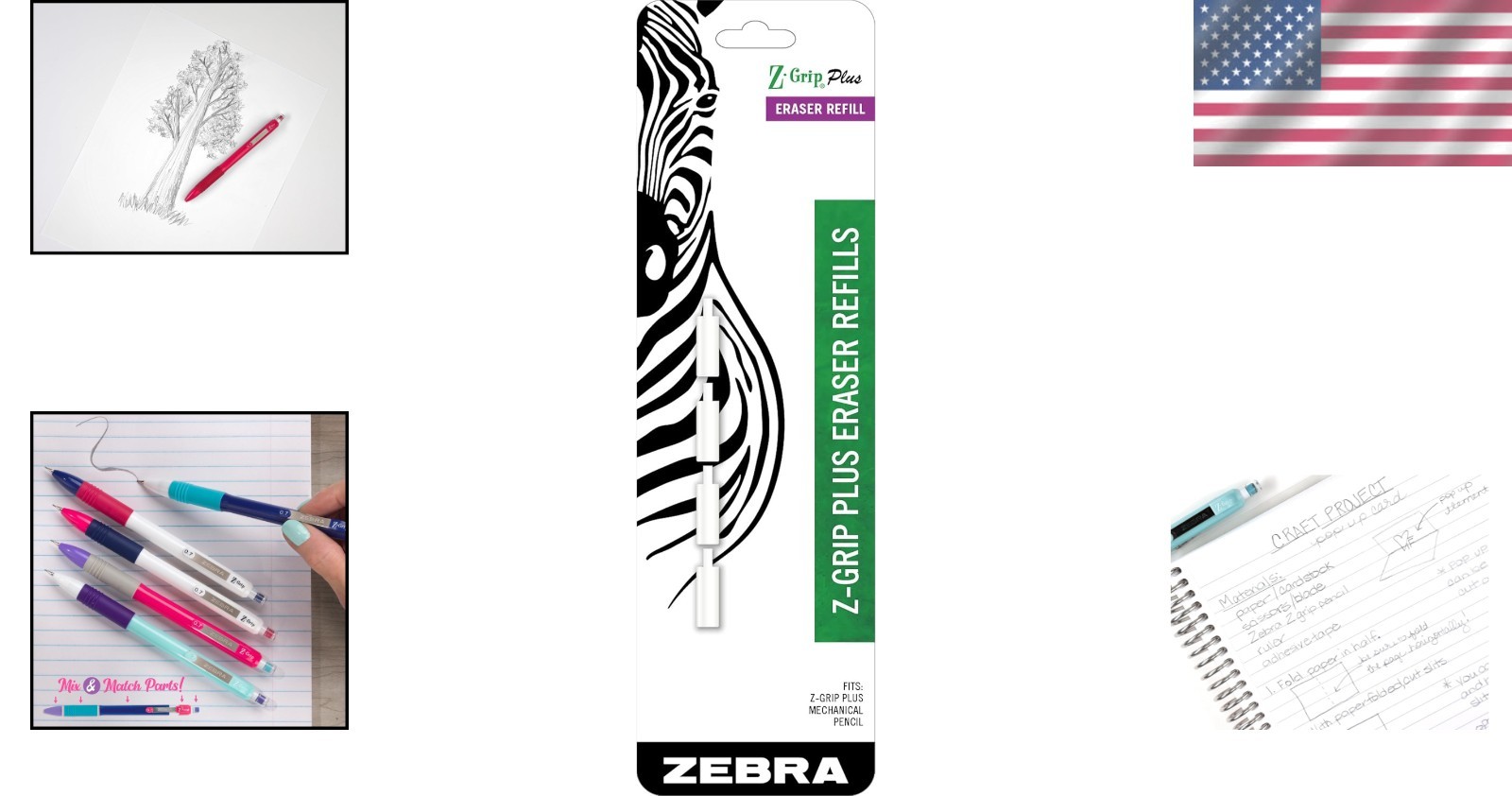 Effortless White Eraser Refills for Zebra Mechanical Pencils – Compact 4 Count
