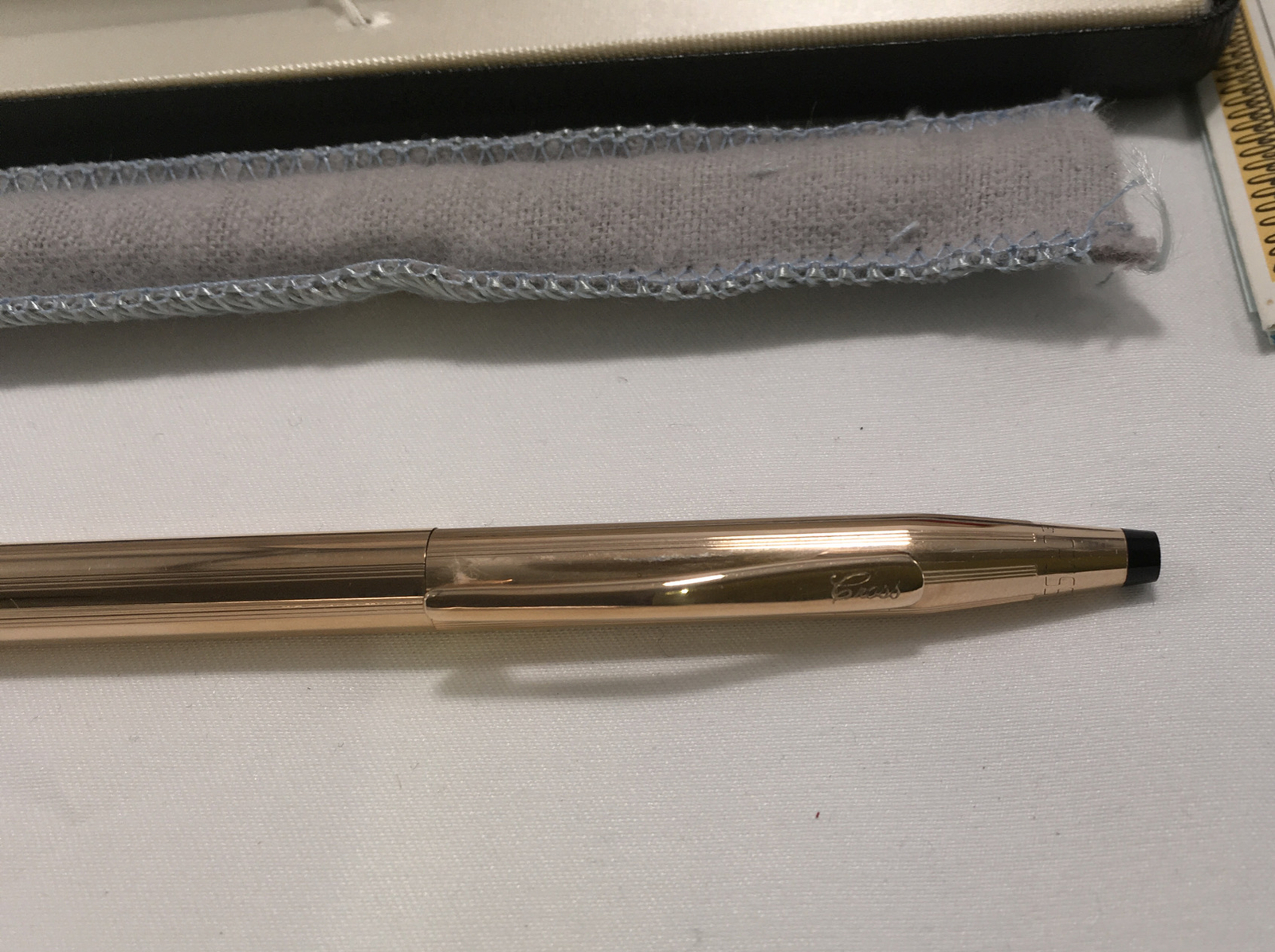 VTG UNUSED 1970’S 14K GOLD FILLED CROSS PENCIL IN ORIGINAL BOX & DUST COVER