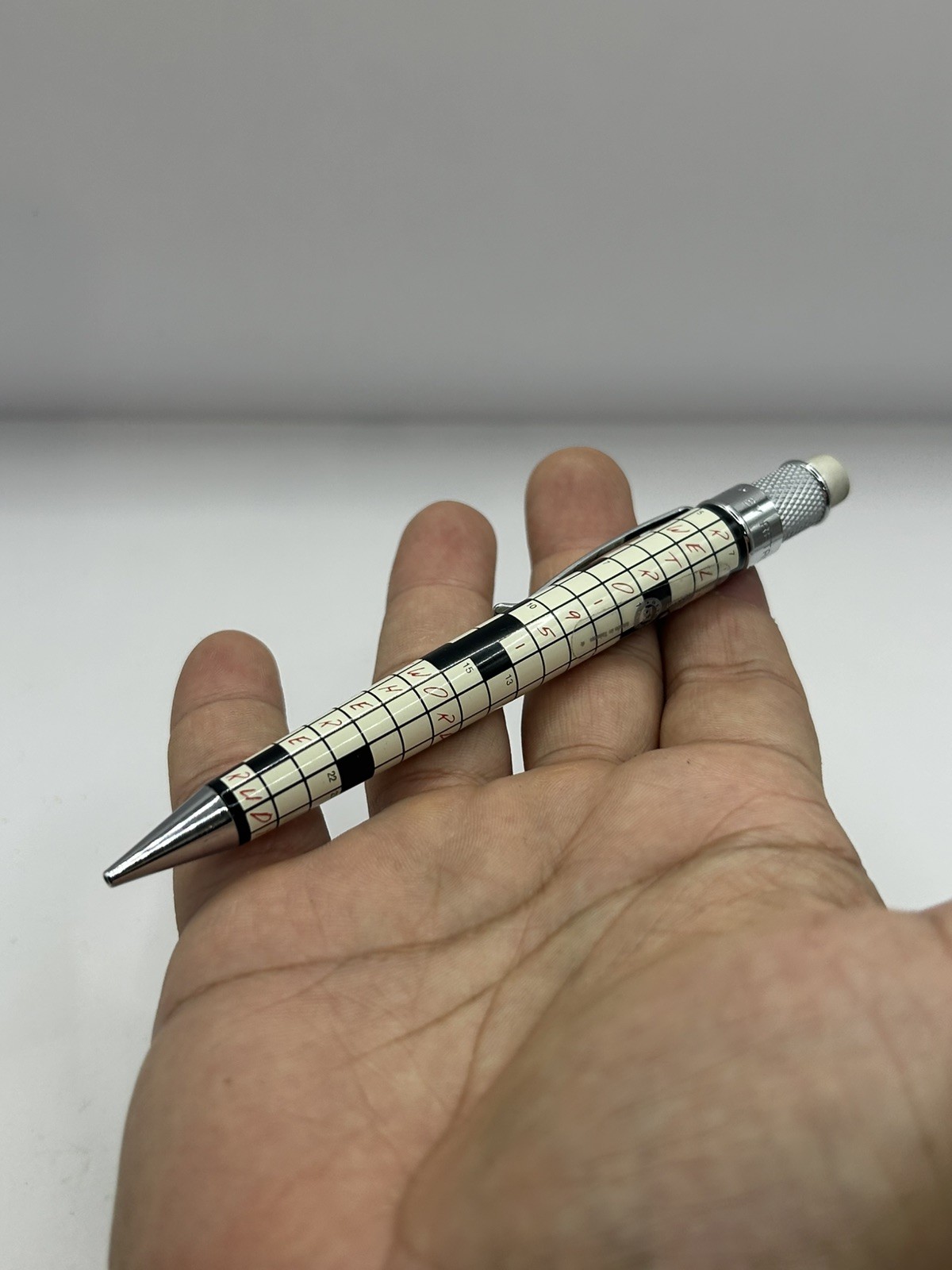 Retro 51 Tornado Mechanical Pencil featuring a crossword puzzle
