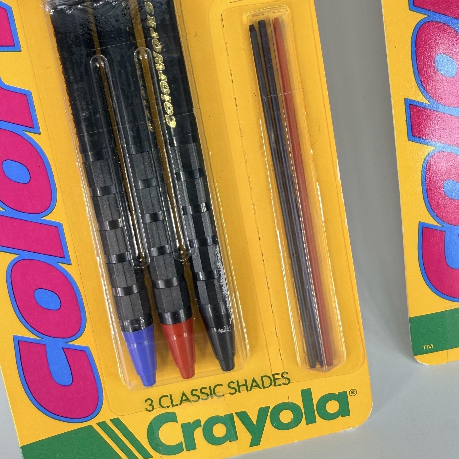 Lot 2 Vtg 1990 Crayola Mechanical Pencils Color Works Erasable 3ct NEW