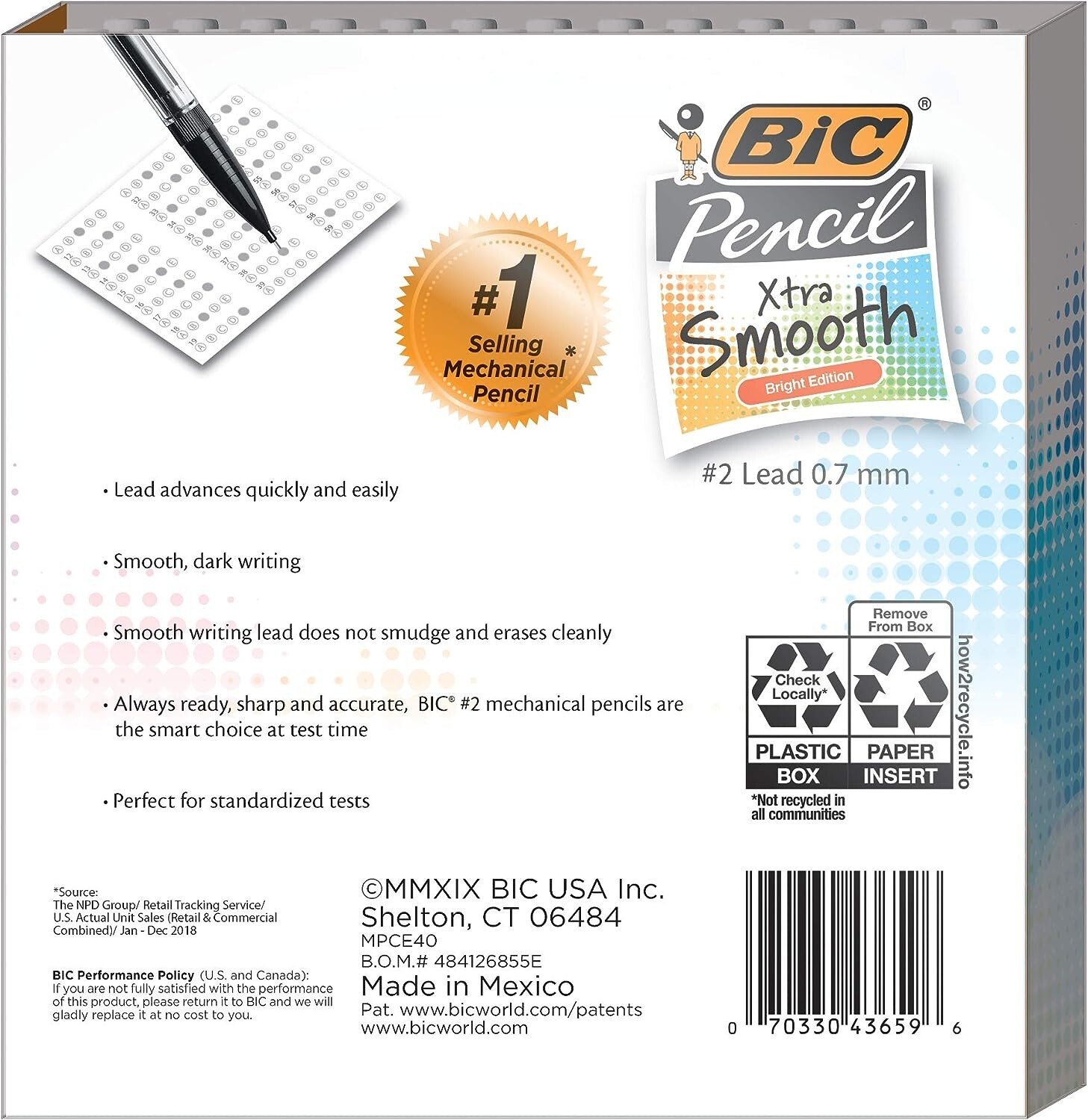 BIC Xtra Smooth Mechanical Pencils With Erasers (0.7mm), 40 Count (Pack of 1)