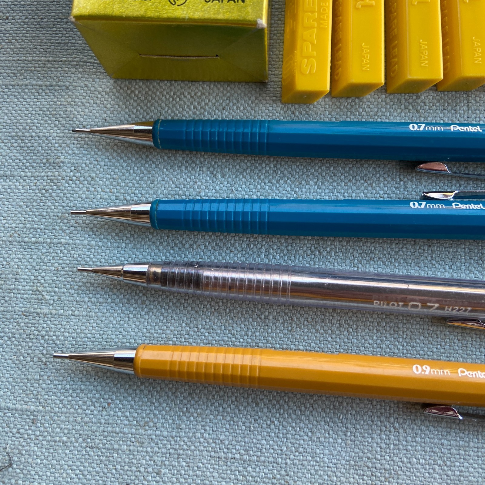 Vintage Drafting Pentel .7mm .9 PIlot P207 P209 Pencil H 2H 2B HB Lead Erasers L