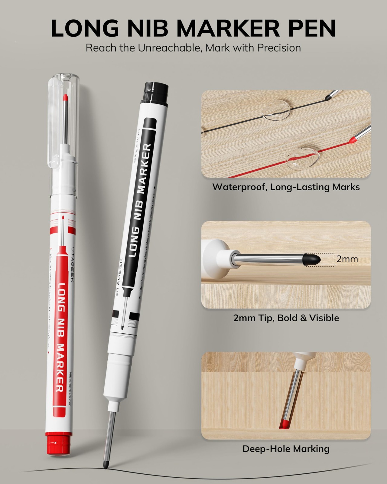 Carpenter Pencils with Sharpener, 2.8mm Mechanical Pencil Set Red+Black