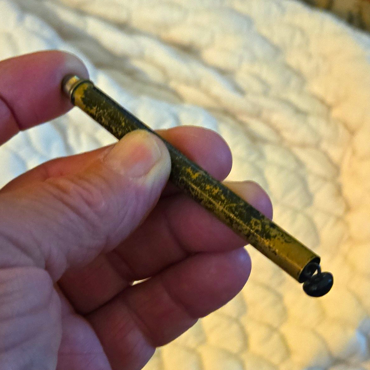 Marbled Green/Gold Mechanical Pencil Push-Button End with Retractable Tip