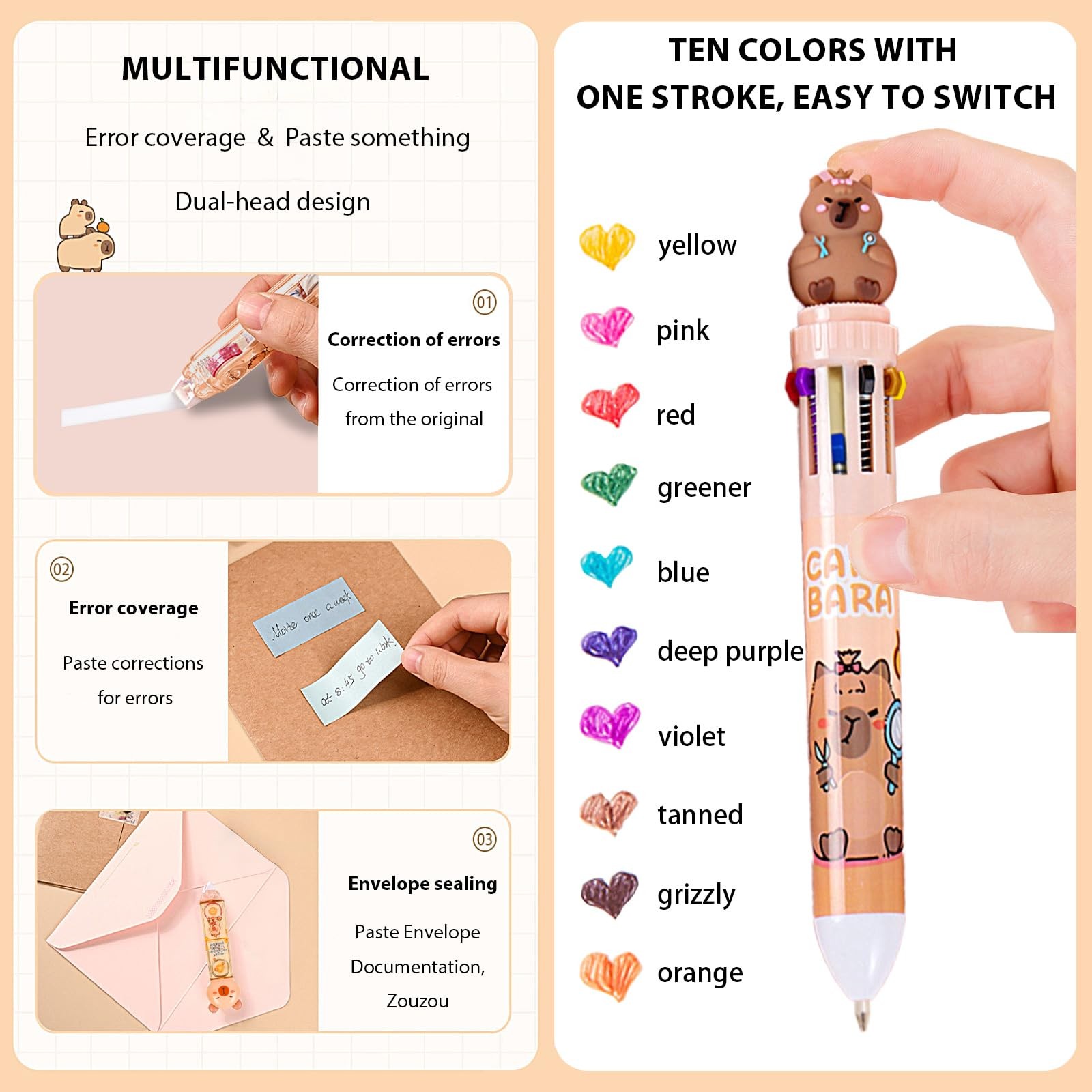 Cute Capybara School Supplies Stationery Set Kawaii Stationery Birthday Gifts…
