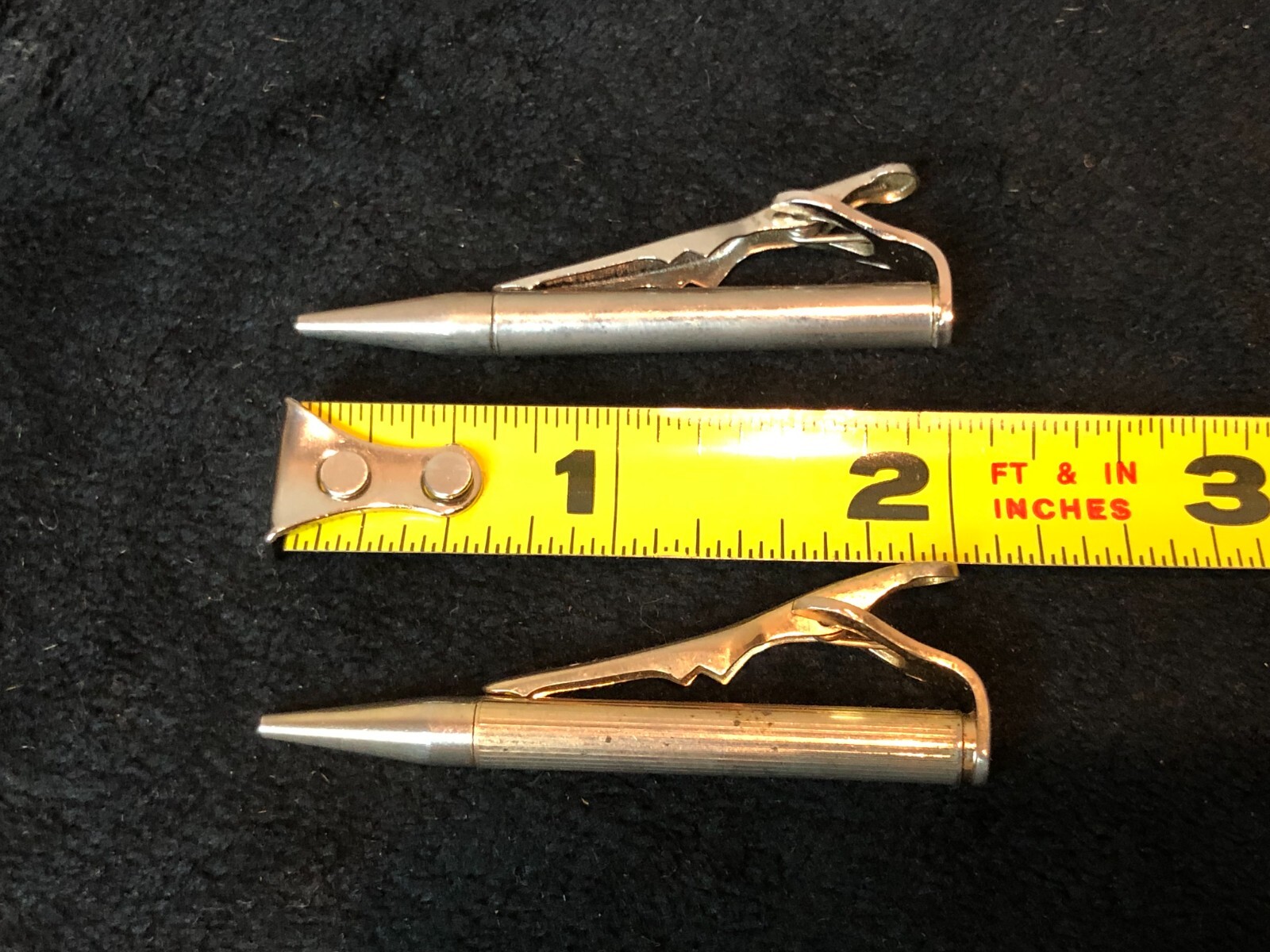 Pair of Vintage Swank Pocket Clip Mechanical Pencils, Gold & Silver Toned, 2″