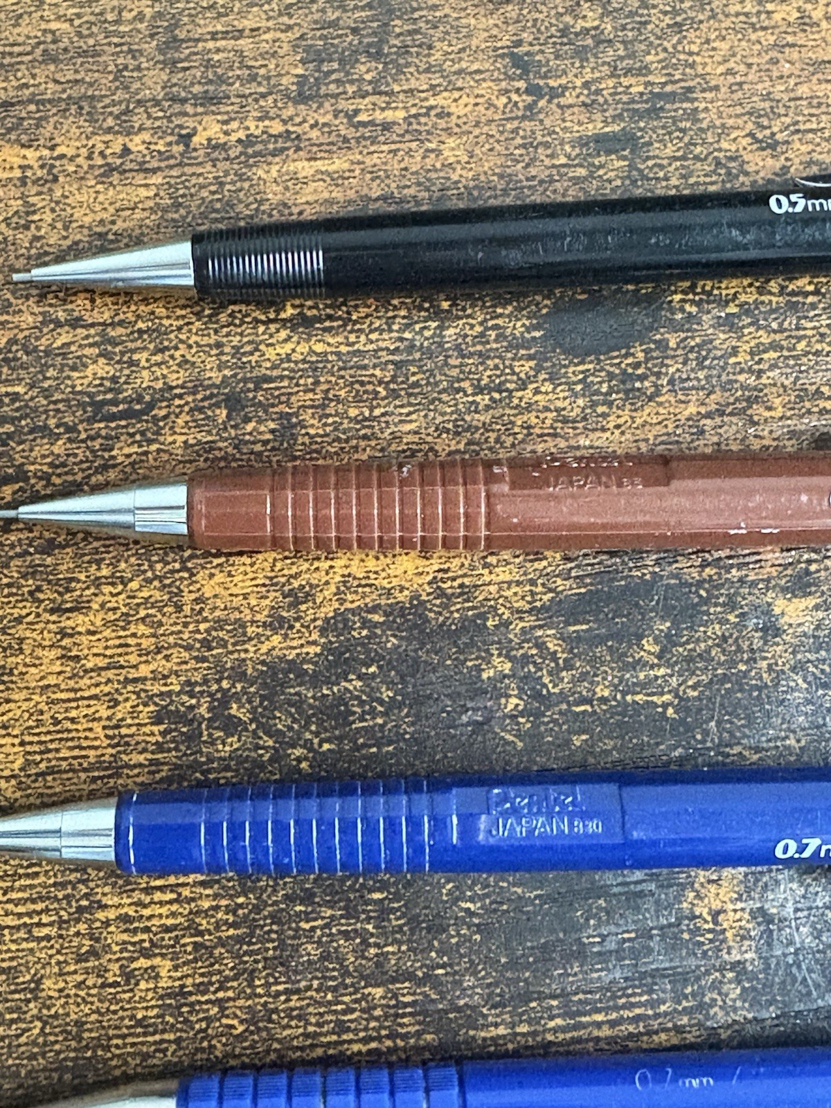 Vtg Pentel Mechanical Pencil Lot P225 0.5mm, P203 0.3mm, P217 & A57 Forte 0.7mm
