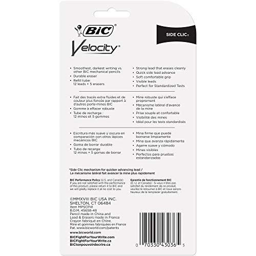 Velocity Side Clic Mechanical Pencils, With Colorful Barrel, Medium 0.7 mm