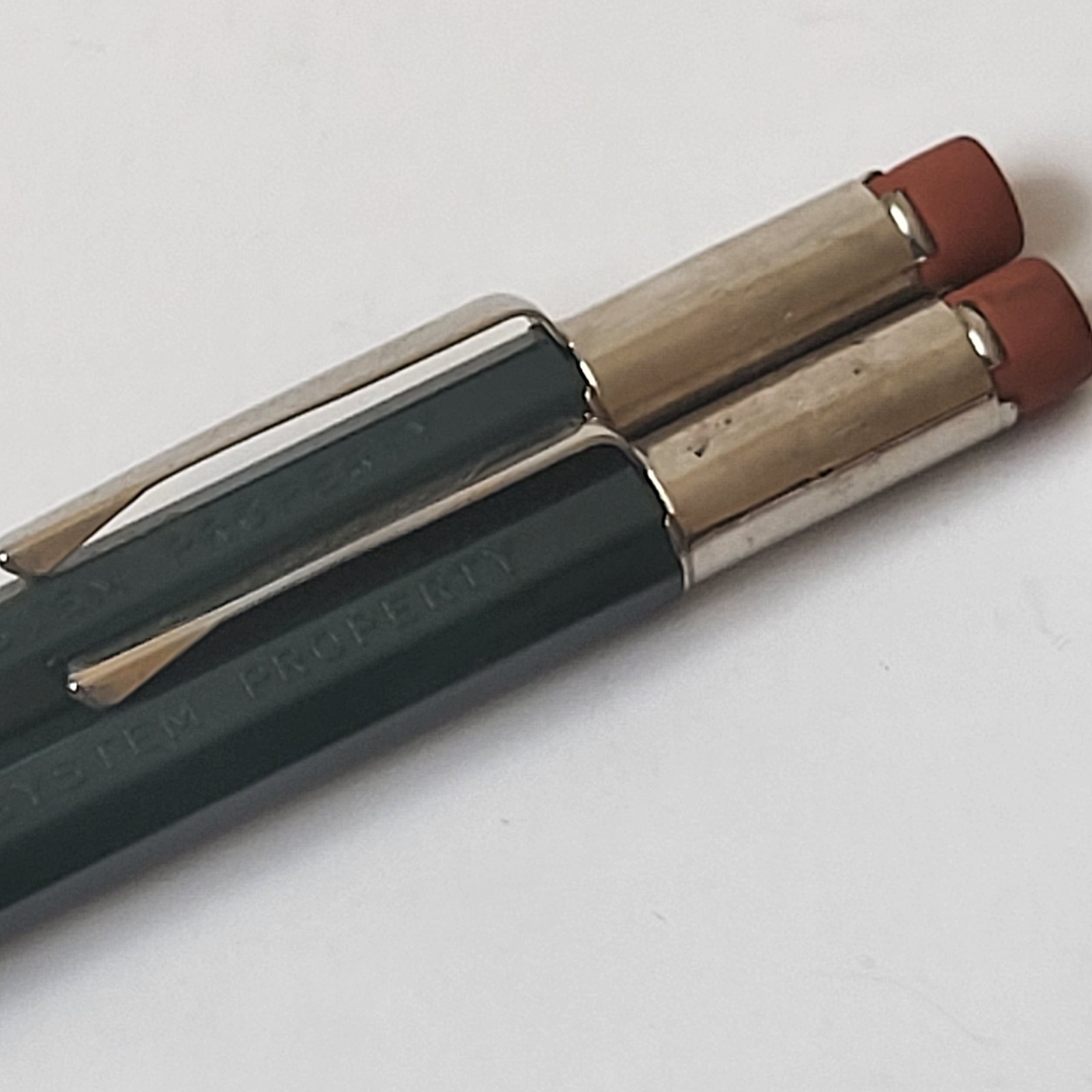 Vintage Autopoint Mechanical Pencils (2) Bell System Property Green Body Writing