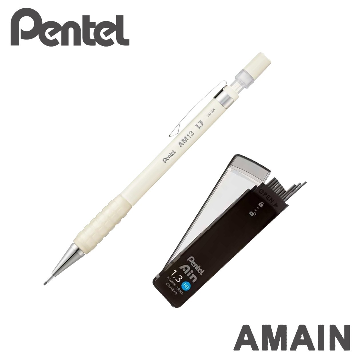PENTEL AMAIN Heavy Duty Mechanical Pencil 1.3mm with Genuine Refill Japan Made