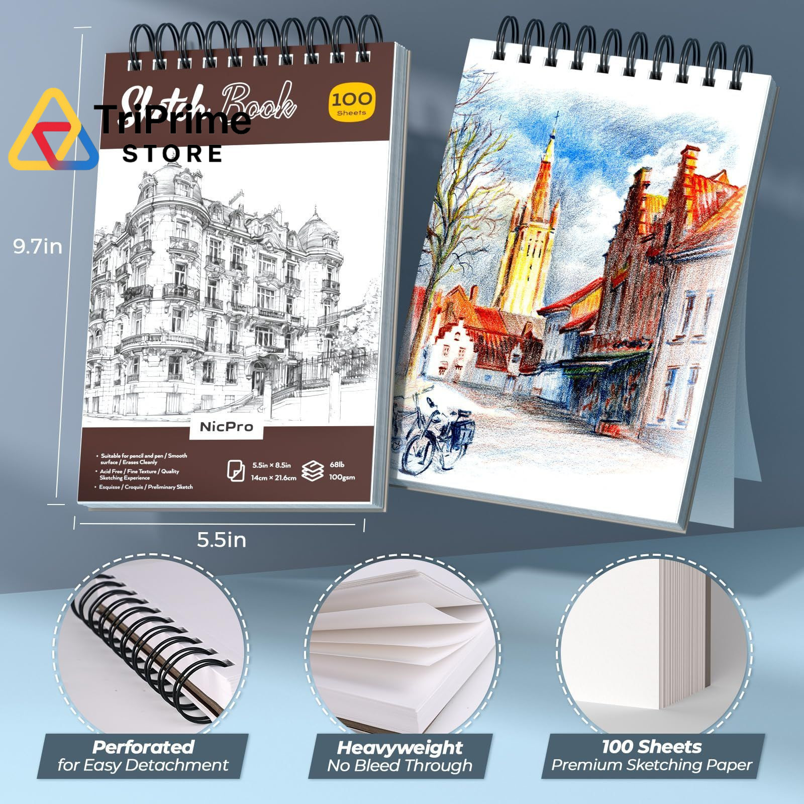 Nicpro 58 PCS Art Drawing Supplies Kit in 0.5mm 0.7mm 0.9mm 2.0mm, Black