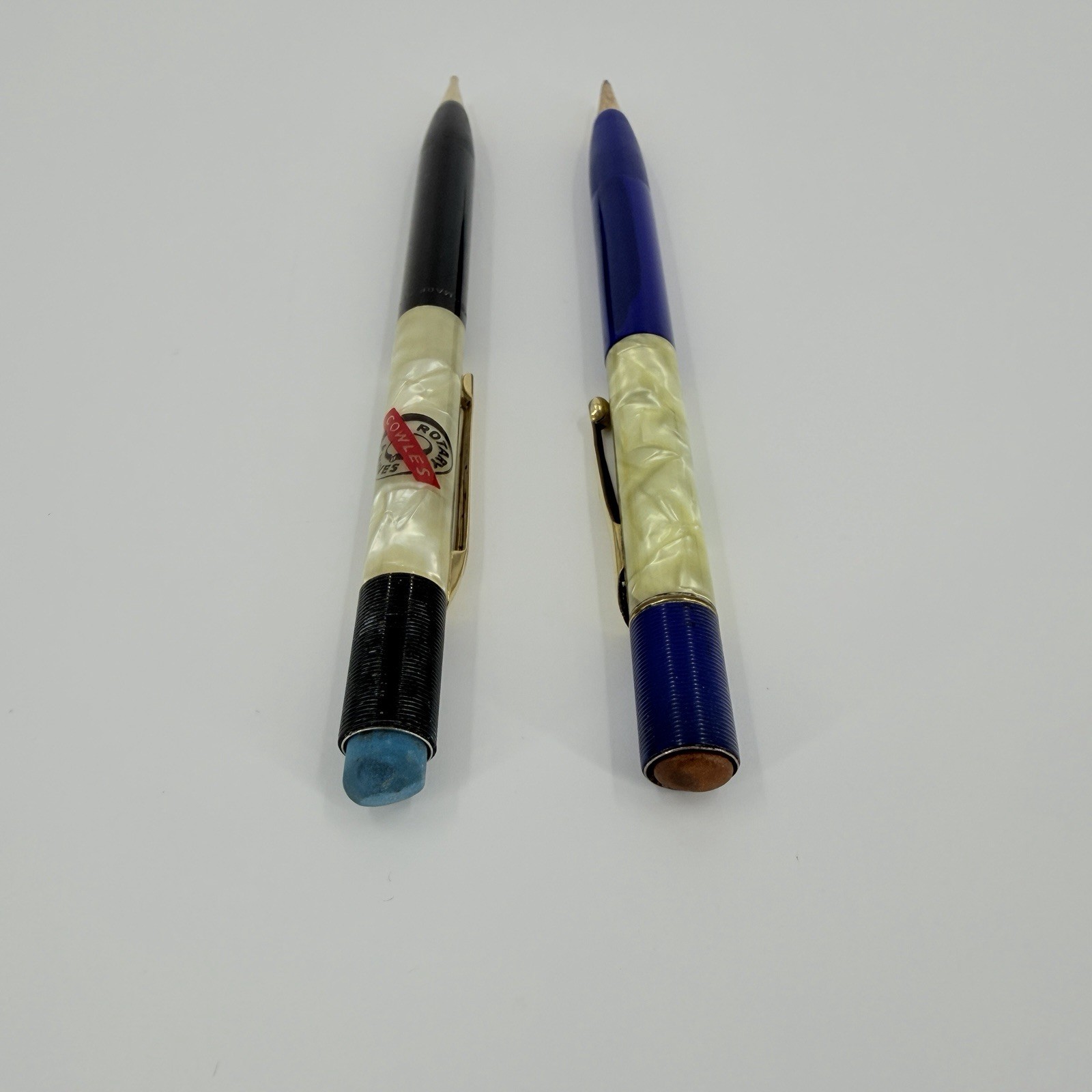 Vintage SHEAFFER’S Pearl Marbled Blue, Black Gold Clip Mechanical Pencils ￼
