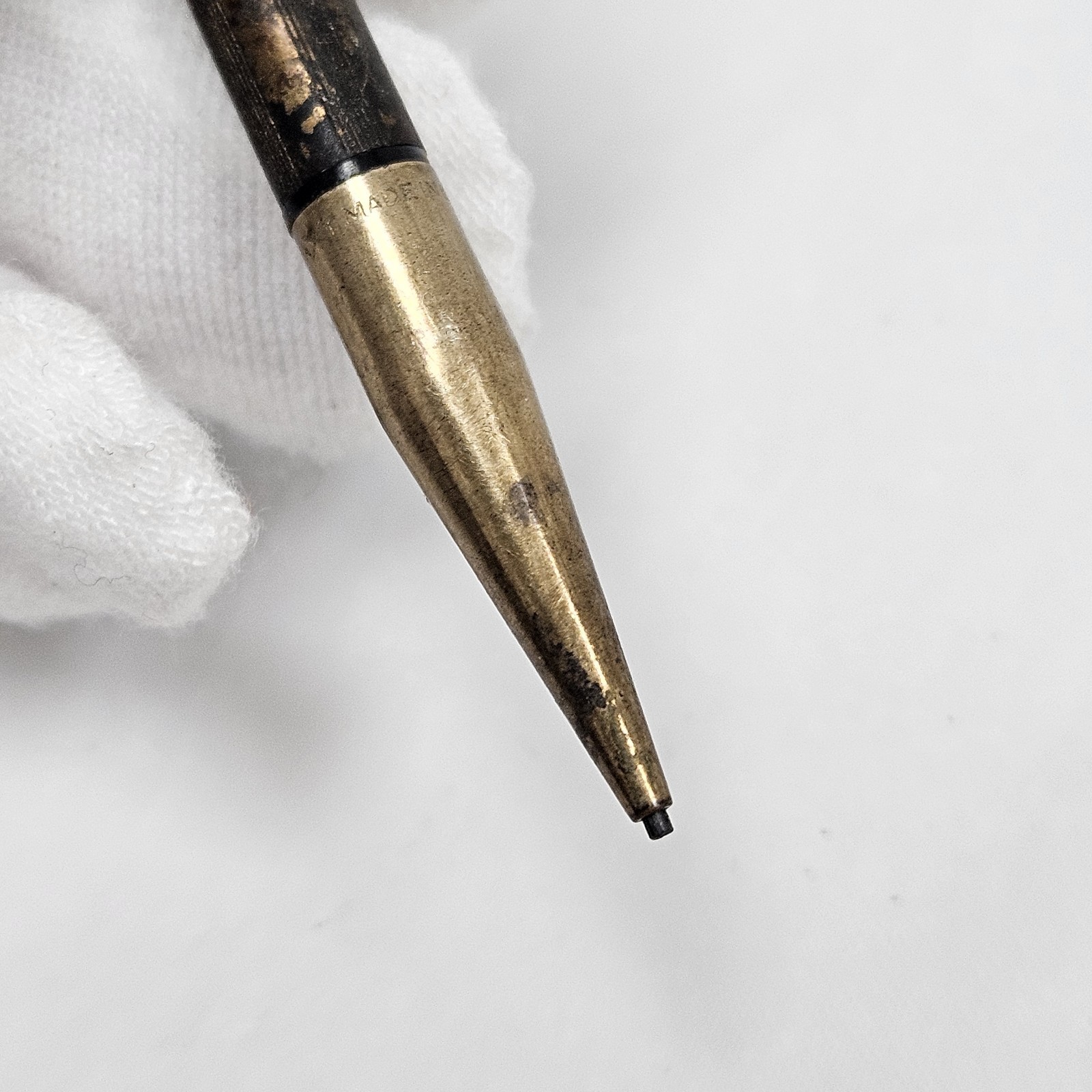 Vintage AXT Gold Tone Mechanical Lead Mini Pencil Art Deco Made In USA
