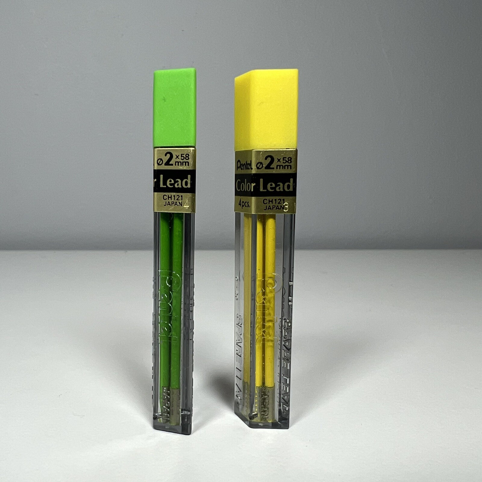 Vintage Pentel Green & Yellow Color Leads 2x58mm CH121 Japan New