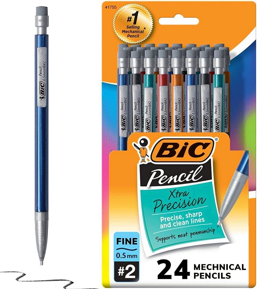 Mechanical Pencils with Erasers Fine Point 0.5Mm 24 Count Pack Mechanical