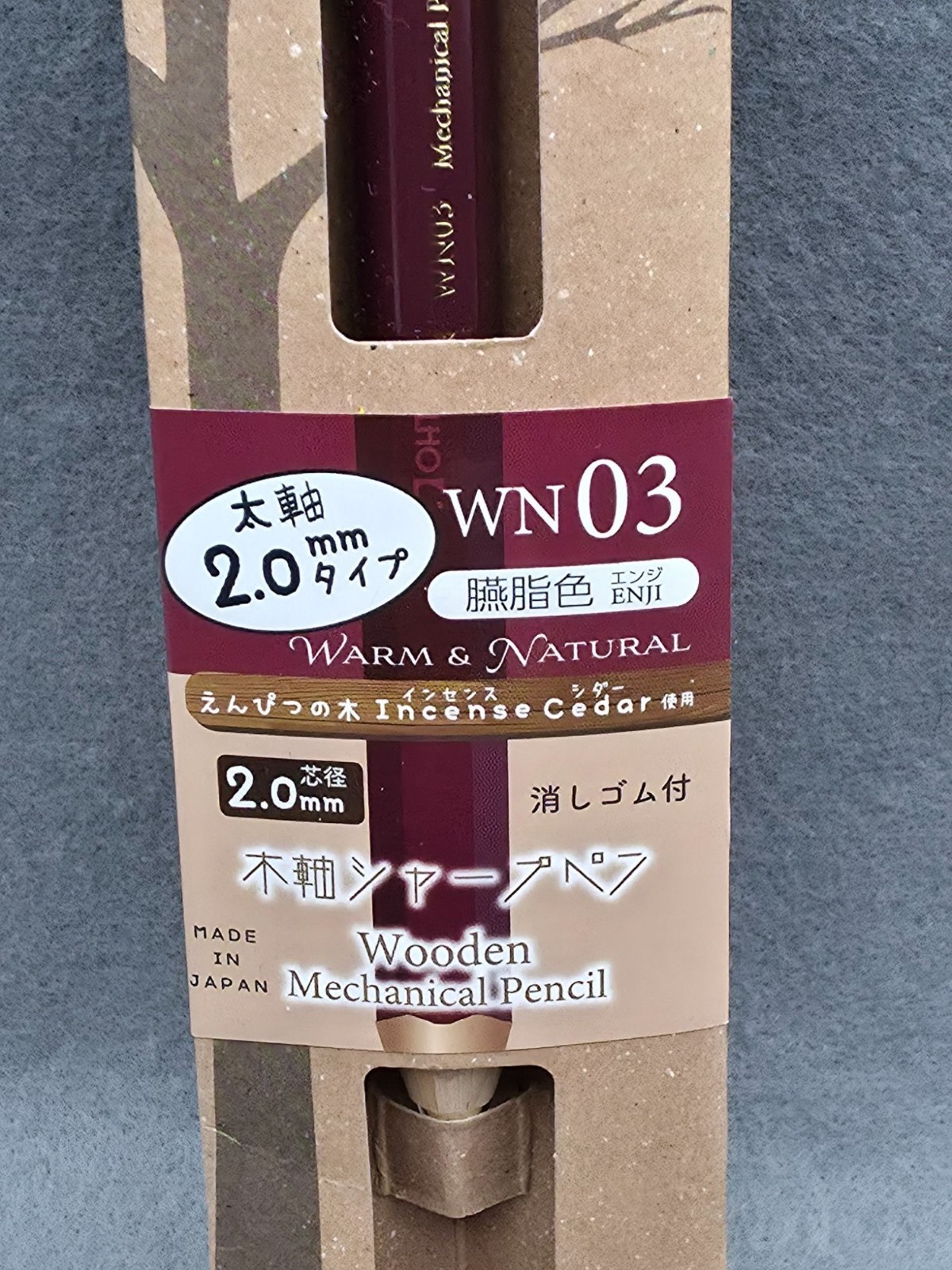 Ohto WN03 Wooden Mechanical Red Pencil 2.0mm Warm & Natural Cedar Made In Japan