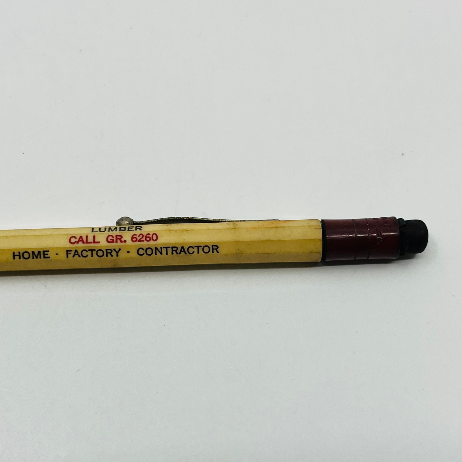Celluloid Mechanical Pencil St Louis Lumber Home Factory Contractor Maroon SB3