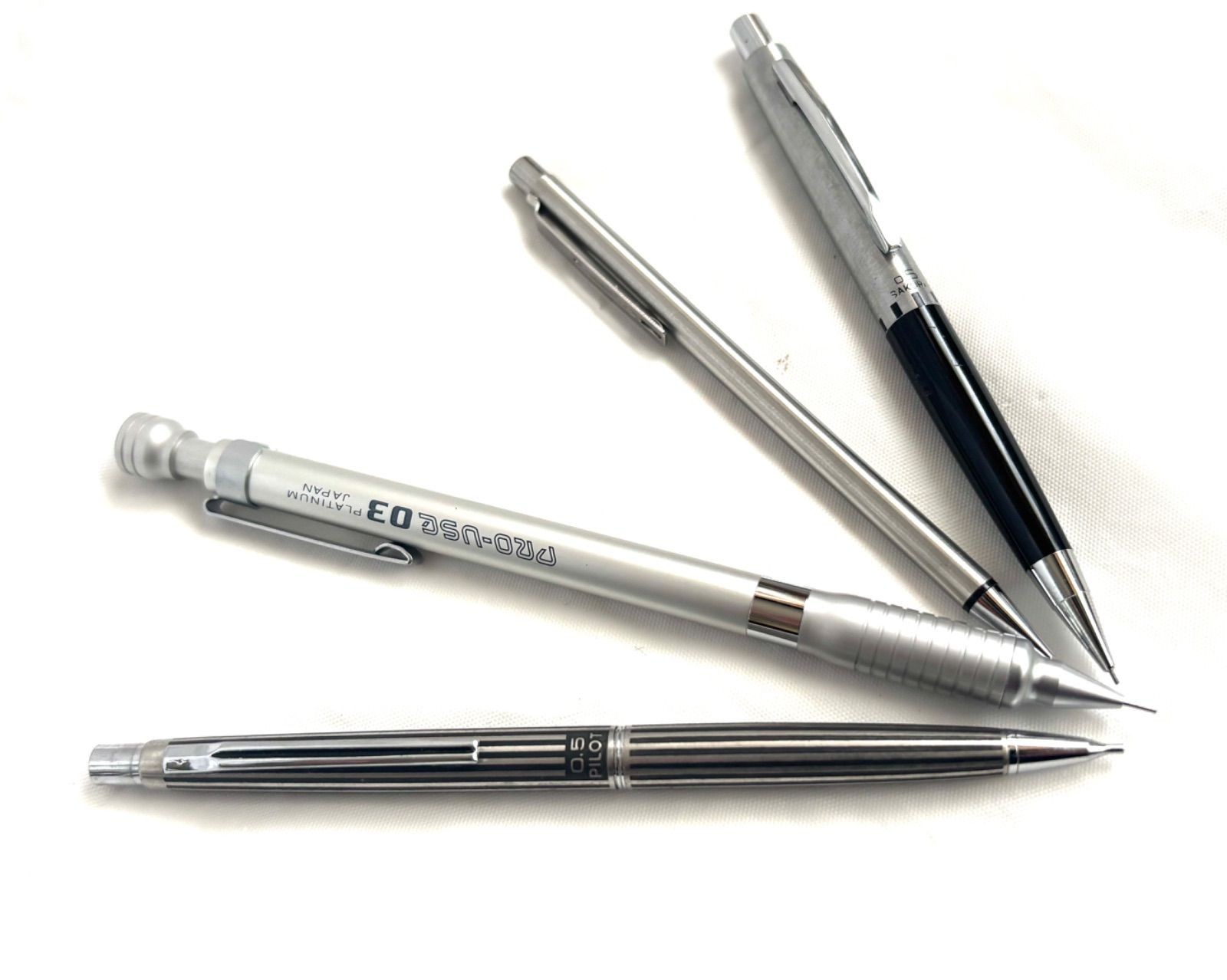 Mechanical pencil set of 4 Platinum Pro Youth 0.3mm/Pilot/Sakura Stationery