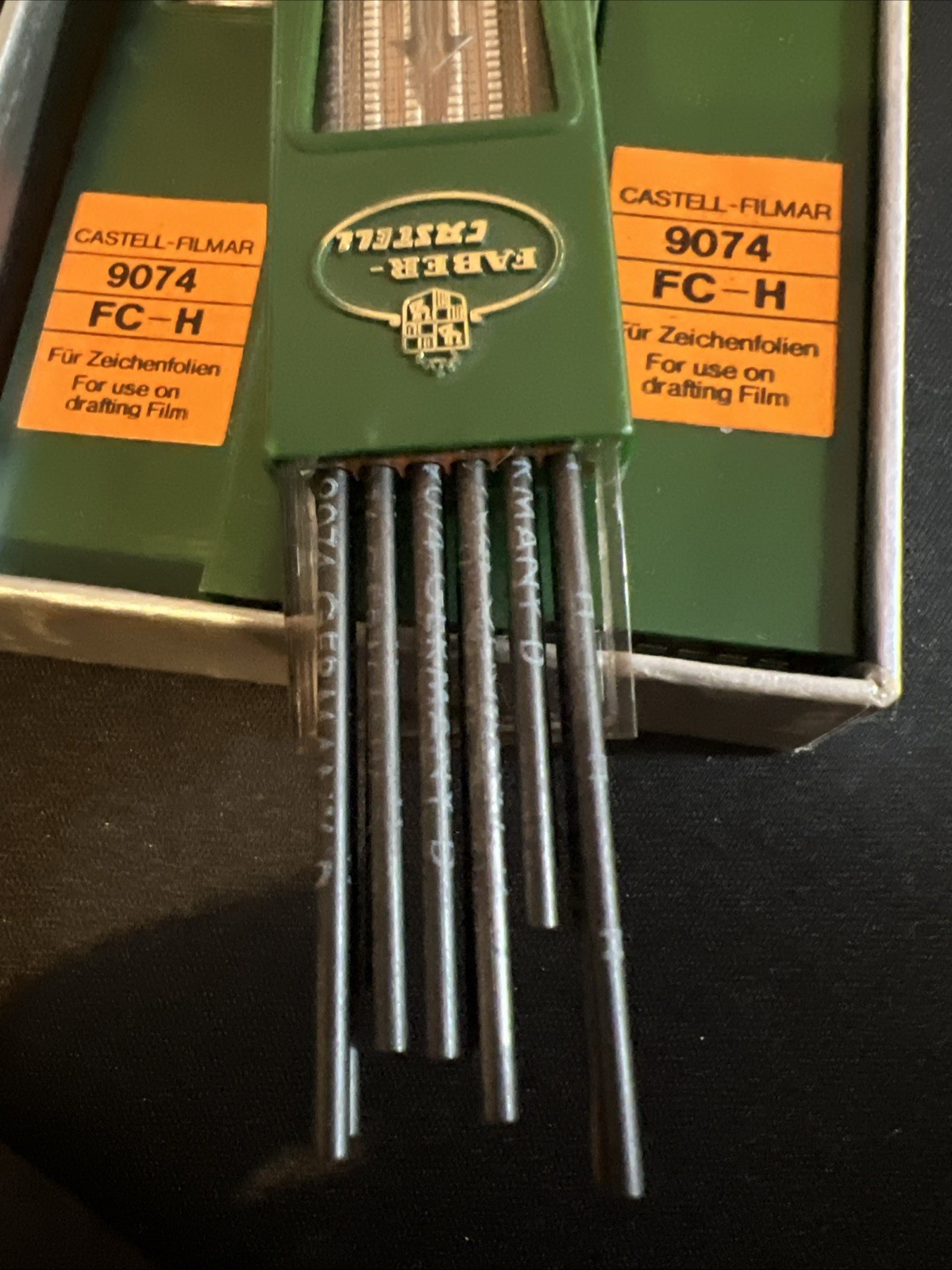 6 Vintage Faber-Castell Leads & Cases, Made in Germany-9074HB One Half Gross