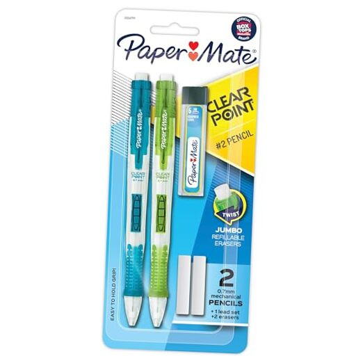 Clearpoint Mechanical Pencils 0.7mm, HB #2 Pencil Lead, 2 Pencils, School