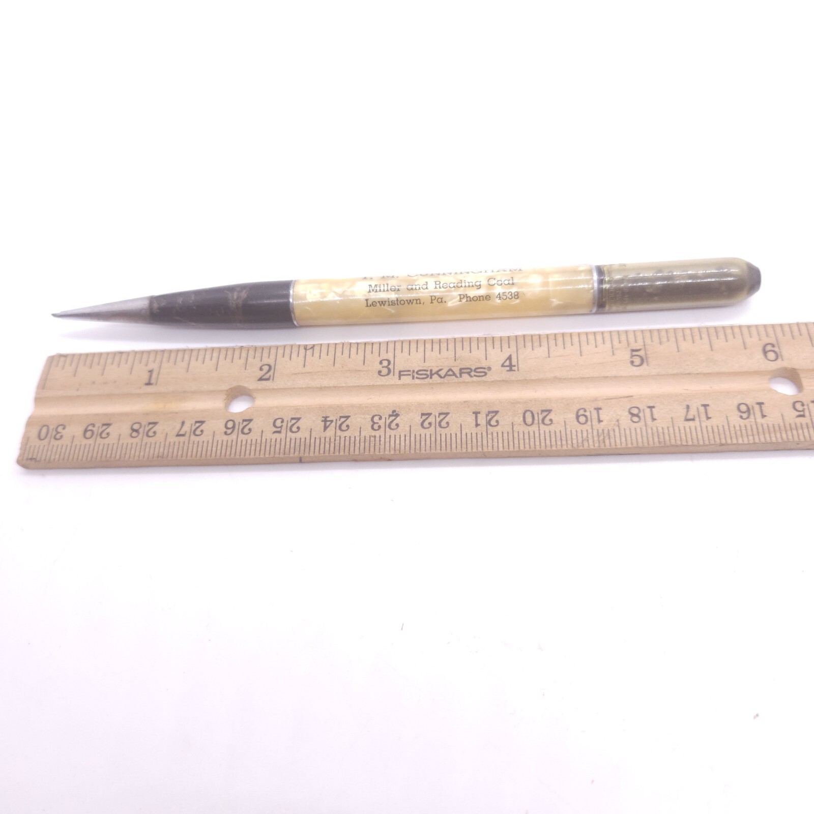 Miller & Reading Coal Company 1950s Vintage Mechanical Pencil Coal Sample In End