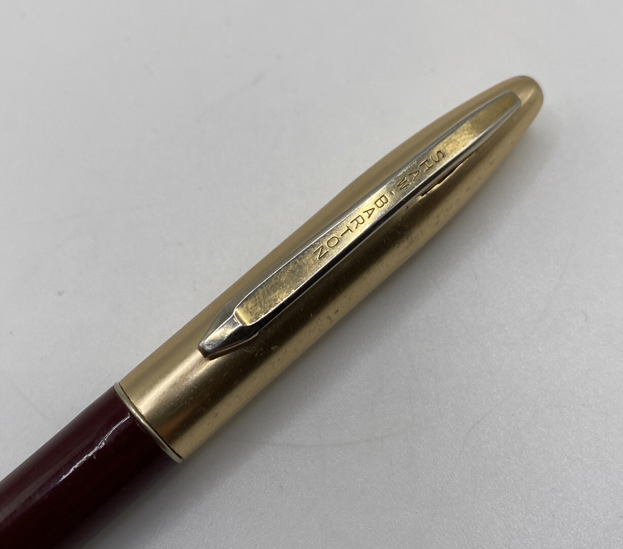 Vtg SHAW BARTON ADVERTISING MECH PENCIL MAROON & GOLD – AE Anderson Buffalo, NY