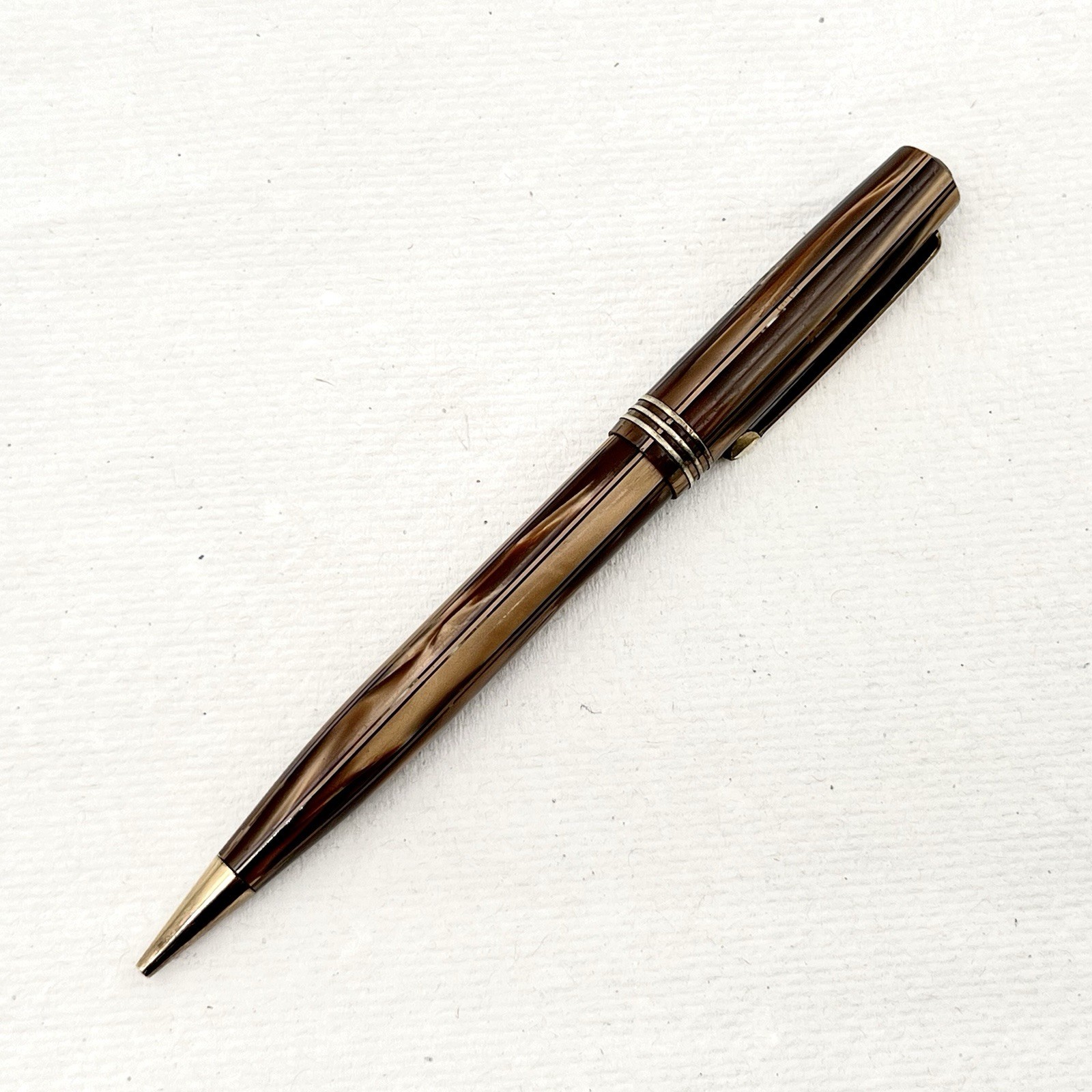 Waterman Blue Streak Brown Pearl Celluloid Click Mechanical Pencil 5″ 1.1mm