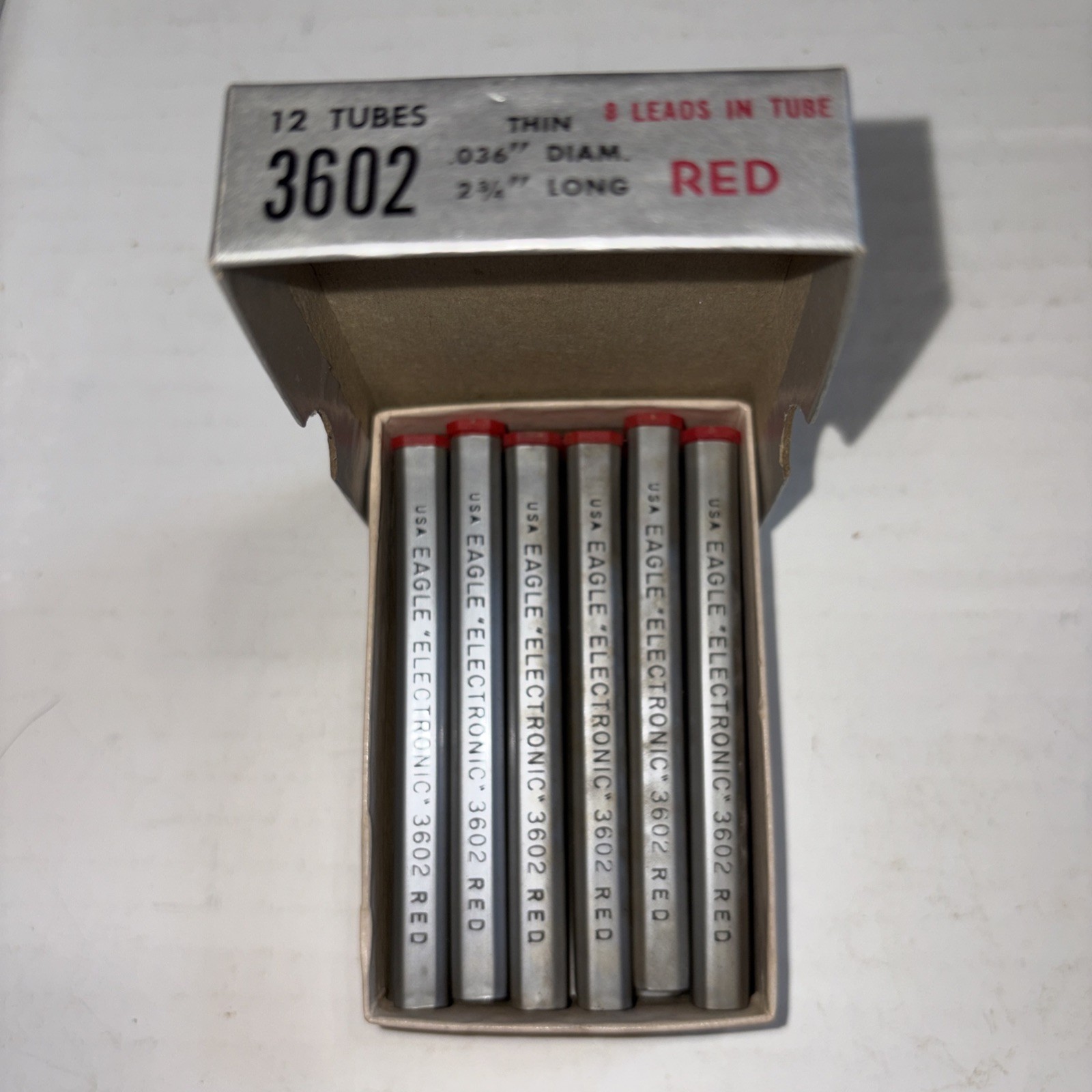 Red Eagle Electronic 3602 Refill Leads 036”x2 3/4” Box Of 12 Tubes