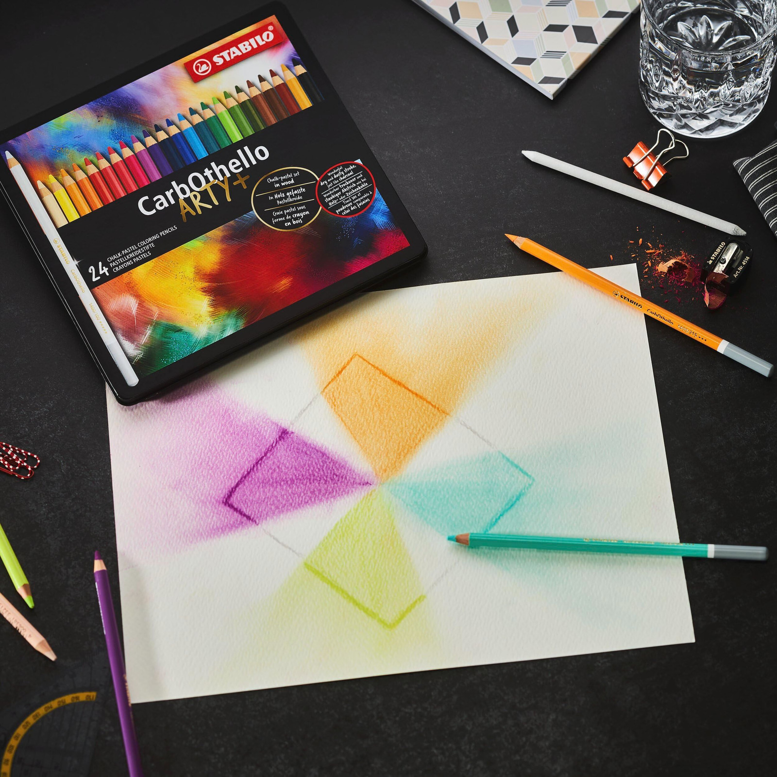 STABILO – CarbOthello – Chalk-Pastel 24 Count (Pack of 1), Assorted Colors