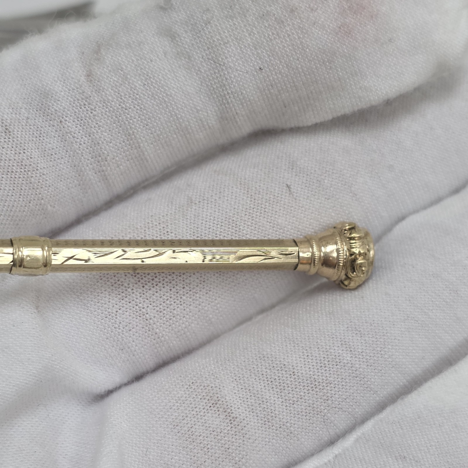 Victorian Gold Filled Mechanical Pencil Red Pink Jeweled Retractable Engraved