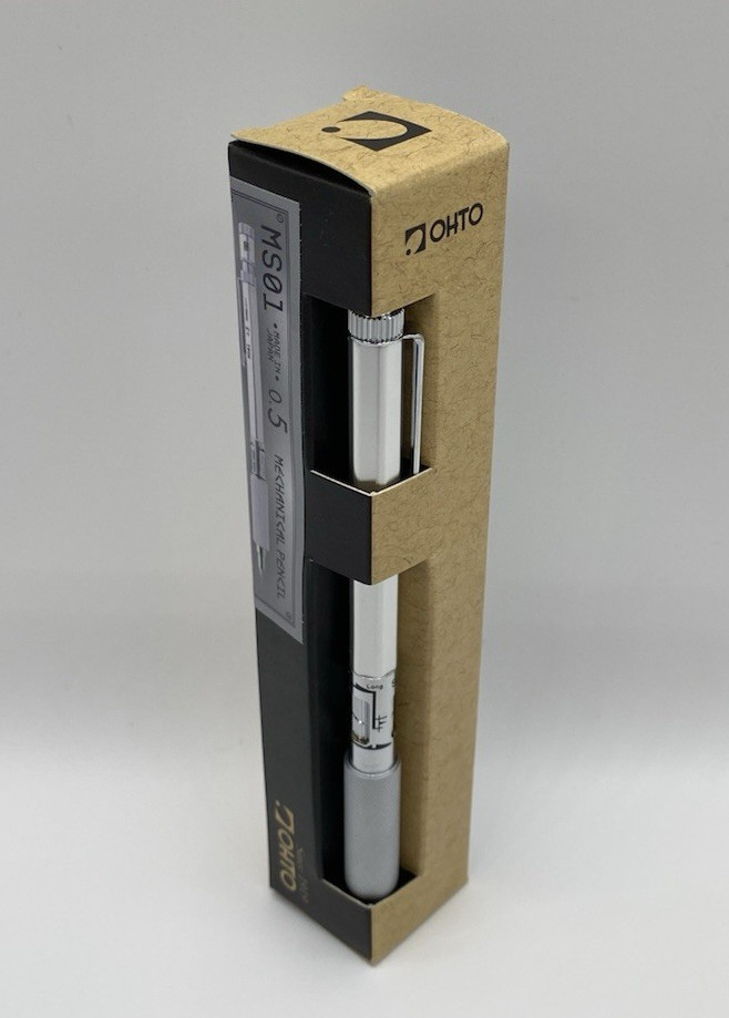 OHTO Mechanical Pencil 0.5mm MS01 Aluminum Knurled Grip Silver Made in Japan