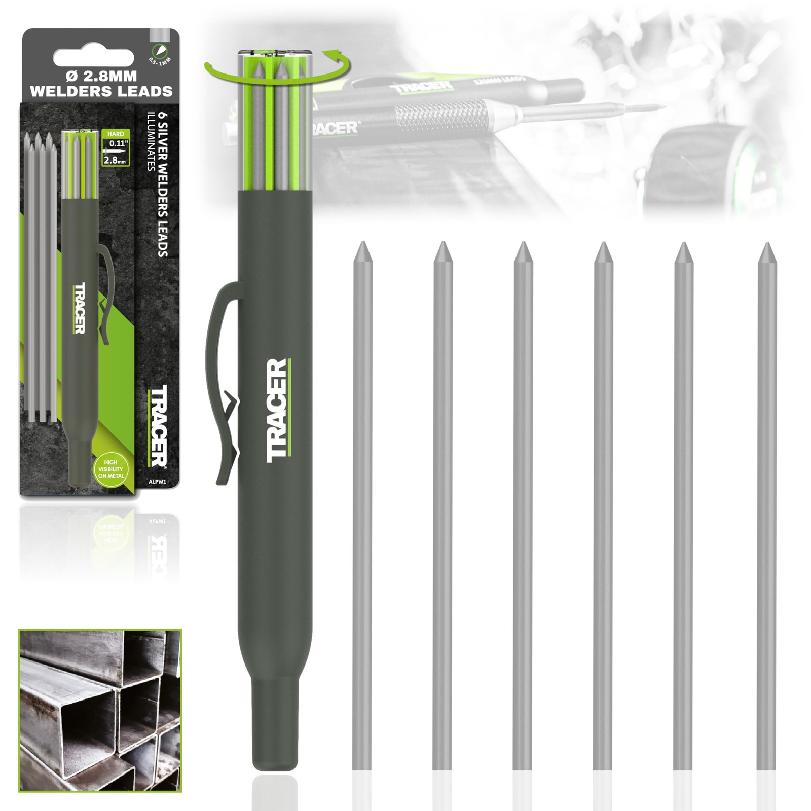 2.8mm Silver Welding Leads 6-Pack with Case for Construction & Tools