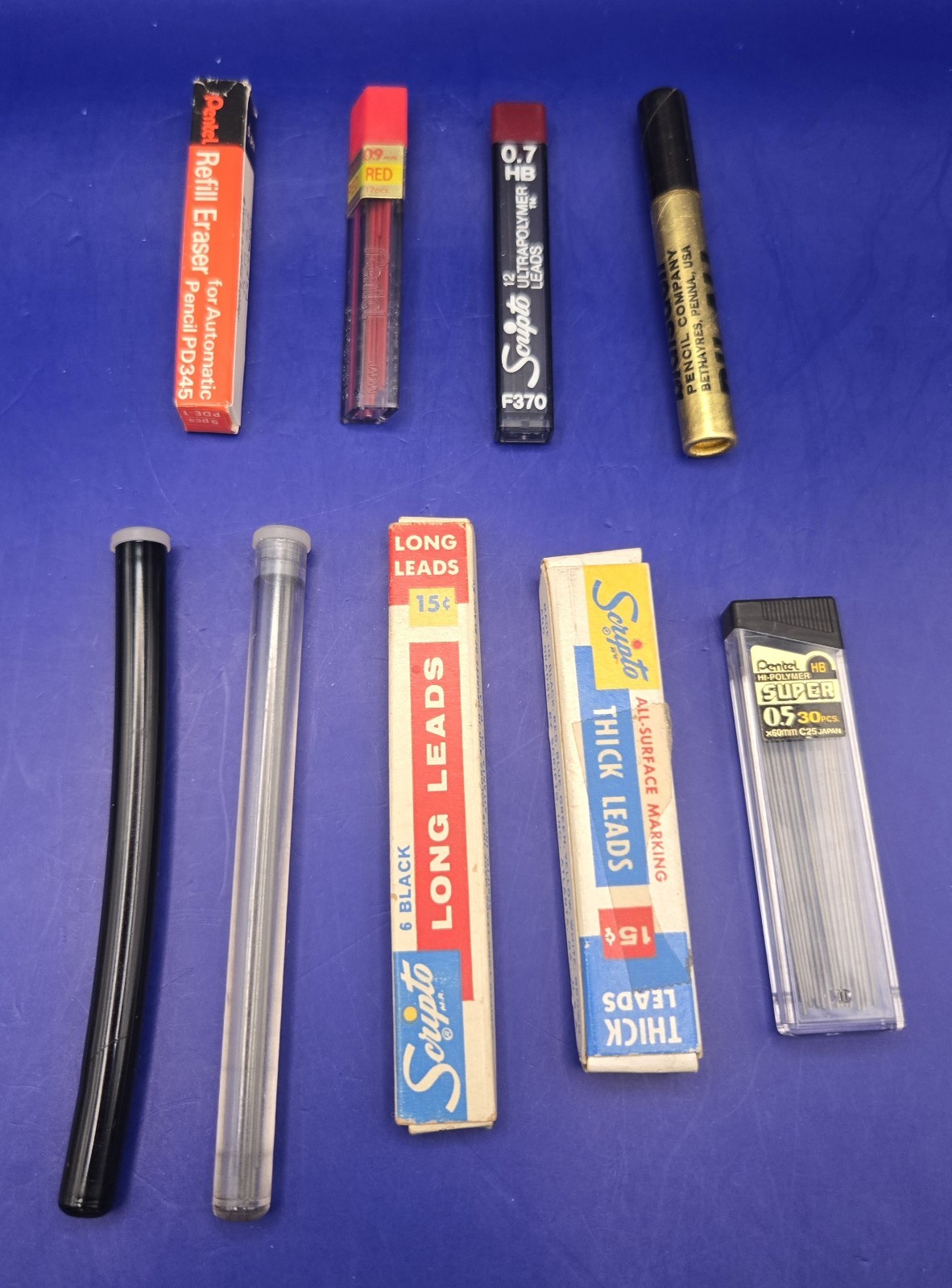 Lot of Mechanical Pencils, Lead & Erasers~Pentel, Scripto, SKILCRAFT, BIC, Zebra