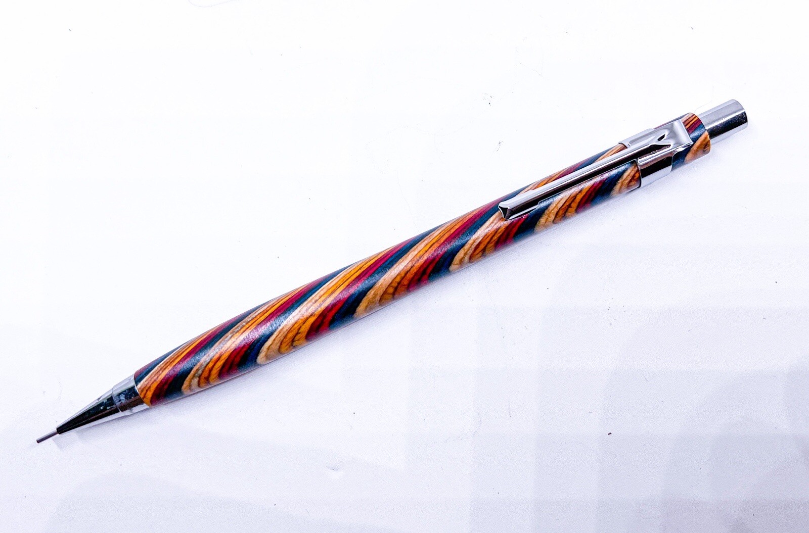 NEW Natural WOOD Rainbow Color MECHANICAL PENCIL 0.5mm Push Drafting