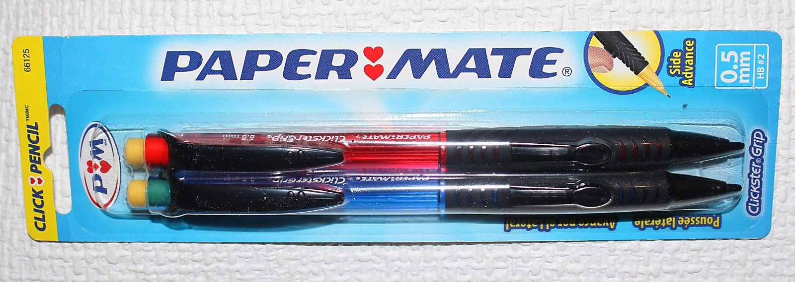 PAPER MATE Vintage Clickster Grip Mechanical Pencils 0.5mm Red Blue 2-Pack NOS