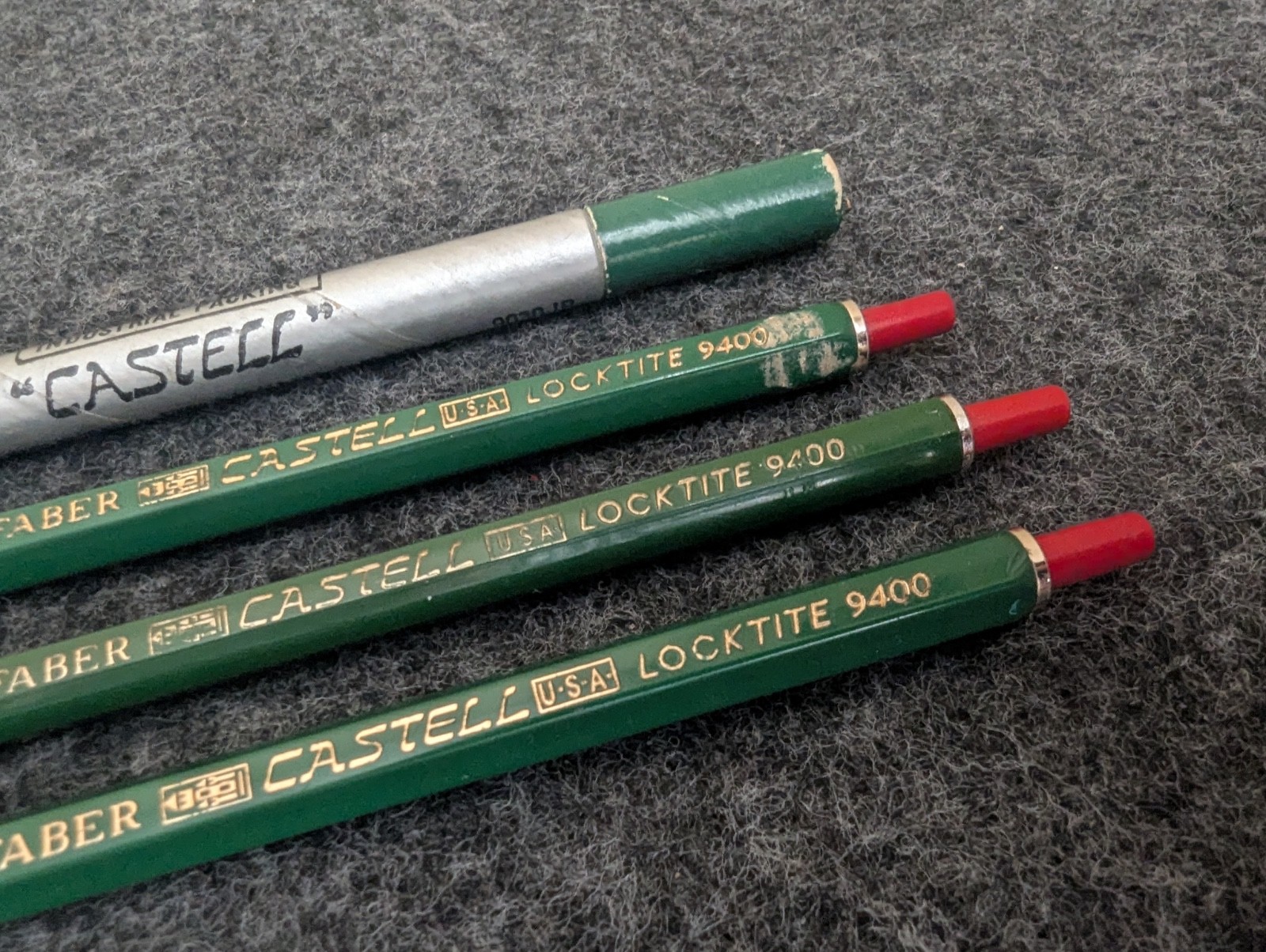 lot of 3 A. W. Faber-Castell 9400 Dark Green Locktite Mechanical Pencil JM