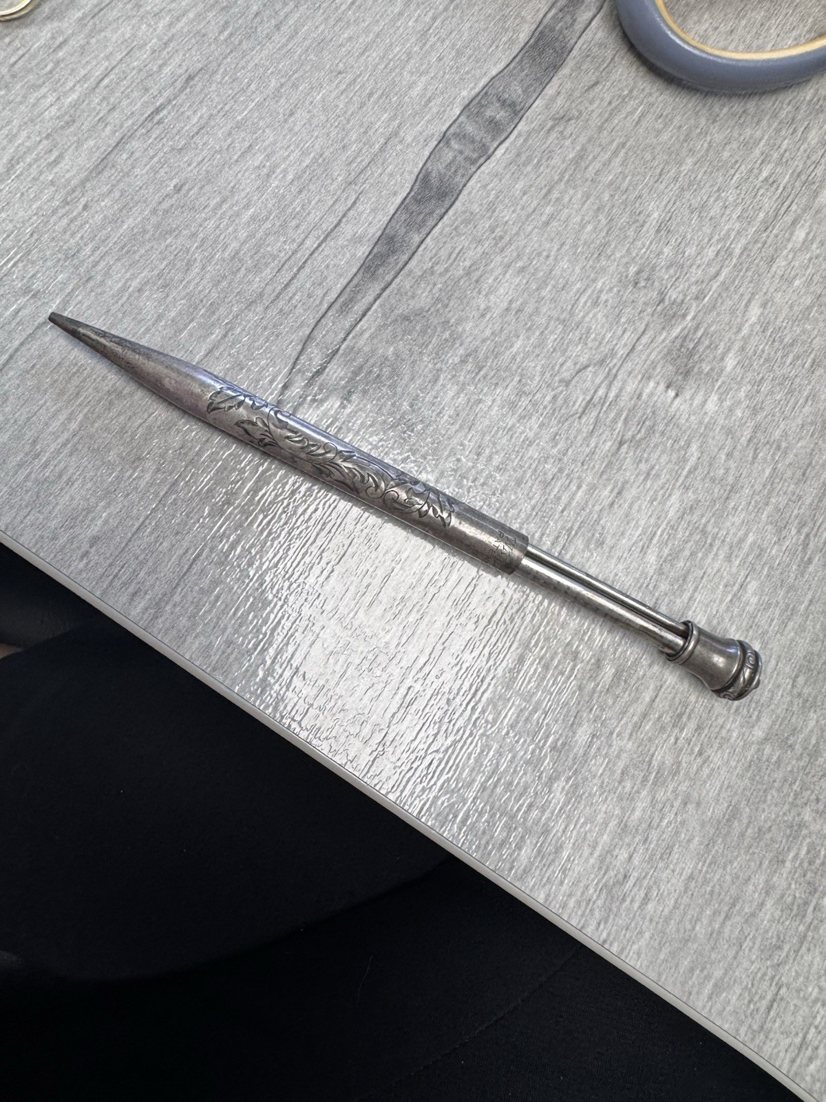 Antique Wahl Eversharp Floral Engraved Sterling Silver Mechanical Pencil Patina