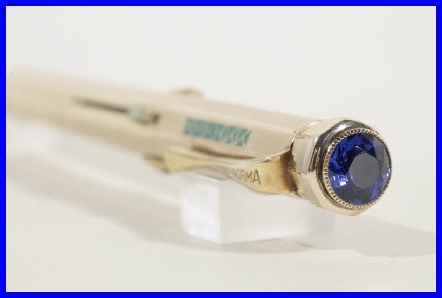 High End Art Deco FEND 4 color pencil WALZGOLD fantasic design & huge blue stone